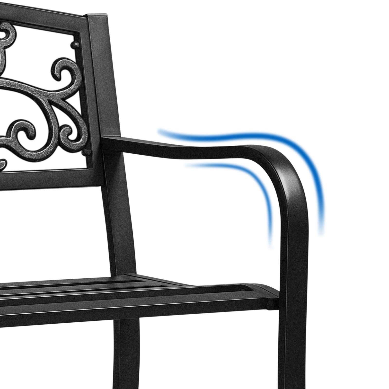 Yaheetech Black Metal Garden Bench - Outdoor Patio Bench for Yard, Park, Entryway - Durable Iron Frame Furniture for Porch, Deck & Backyard Relaxation