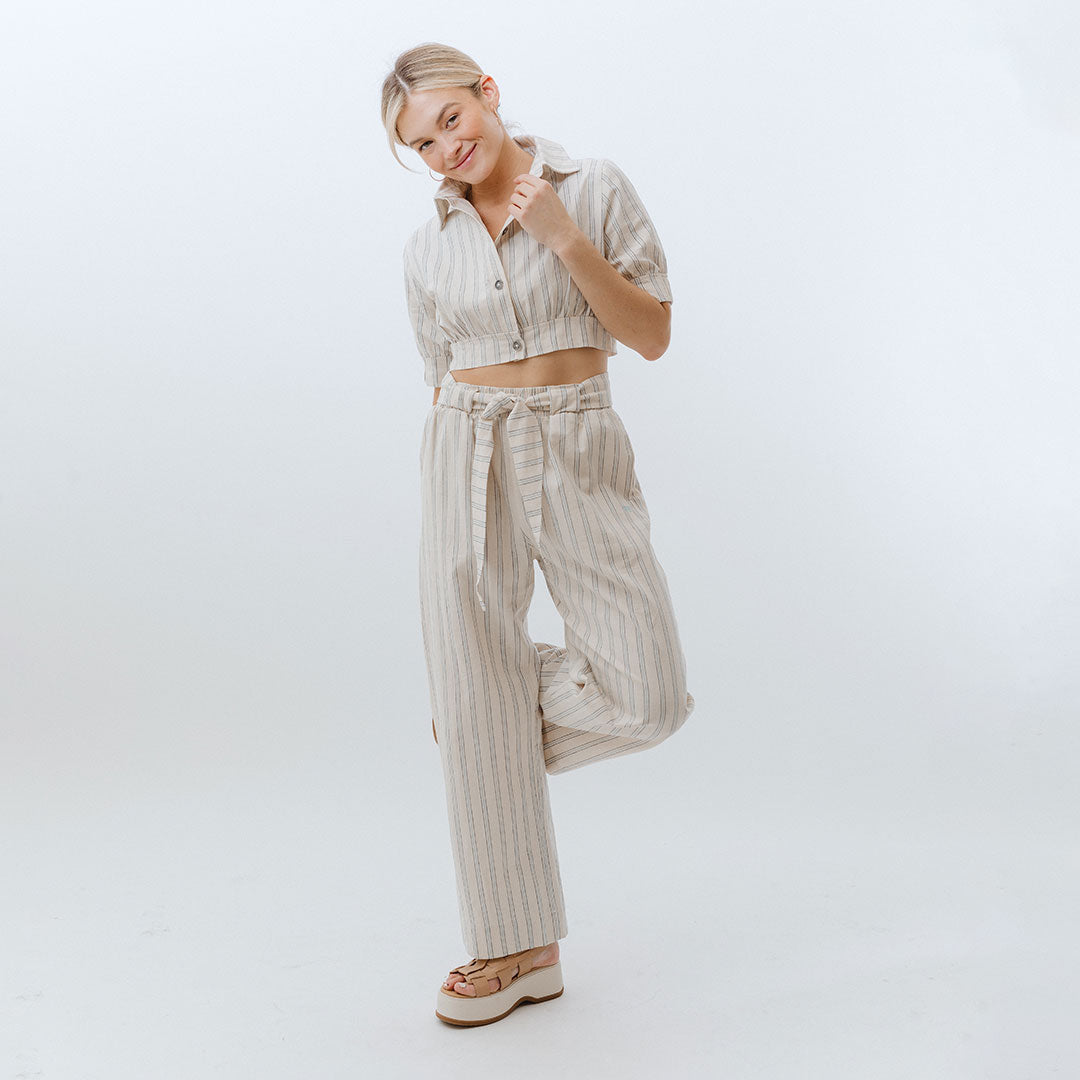 Belted Cabana Pants for Women - Lightweight Linen Beach Pants with Adjustable Waist | Perfect for Vacation, Cruise, and Summer Outfits