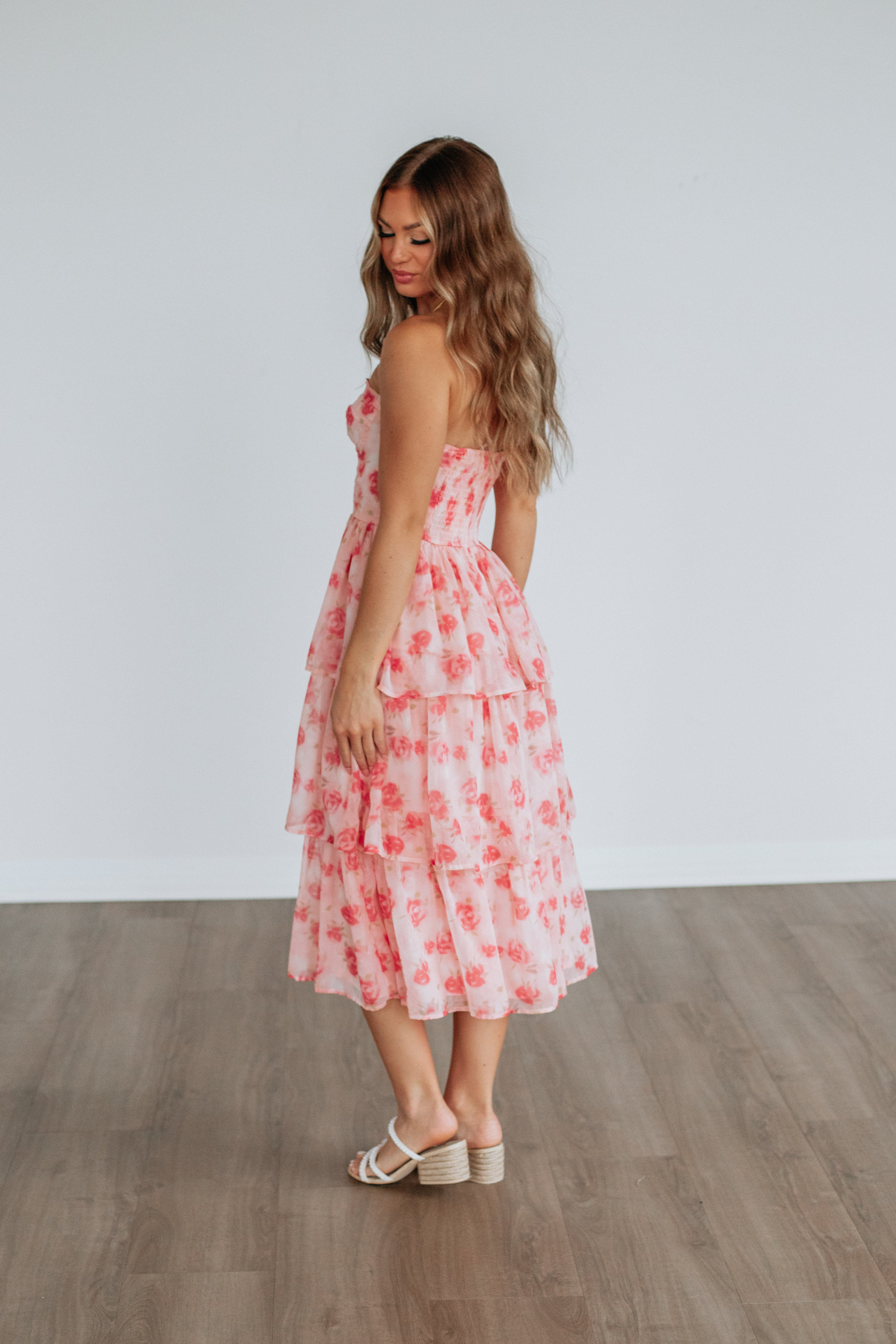 Geneva Floral Dress - Women's Summer Floral Print Maxi Dress with V-Neck & Long Sleeves | Perfect for Beach Vacations, Date Nights & Outdoor Weddings