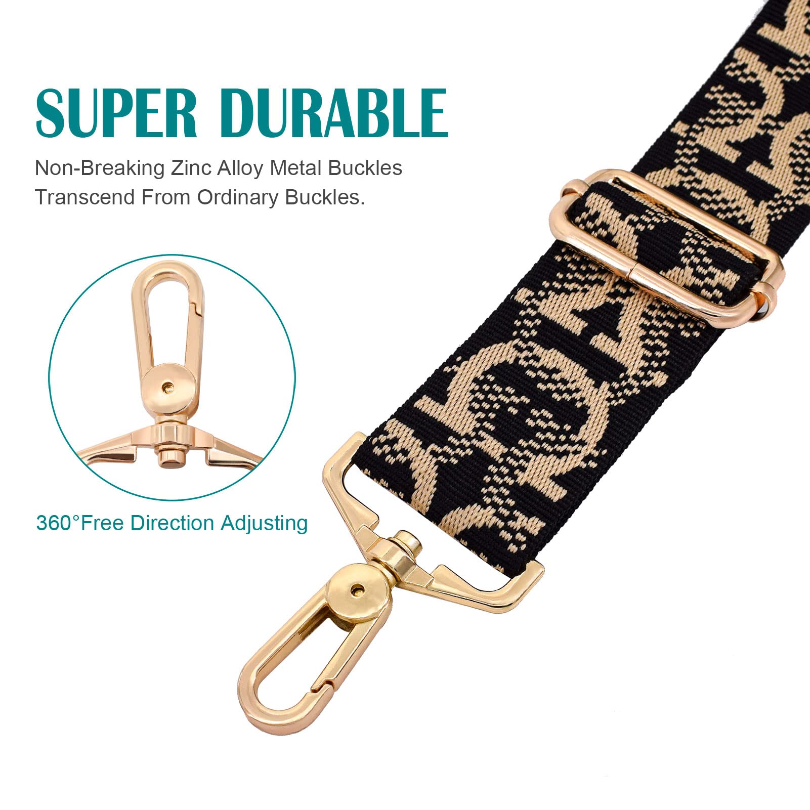 Replacement Crossbody Bag Strap with Metal Swivel Hook - Adjustable Shoulder Strap for Purses, Luggage & Guitar Cases | Perfect for Travel, Daily Use & Instrument Carrying