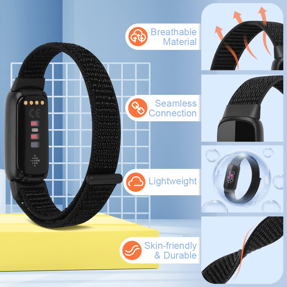 **Adjustable Nylon Replacement Bands for Fitbit Luxe – Breathable Solo Loop Sport Strap for Women & Men – Perfect for Workouts, Running & Daily Wear**