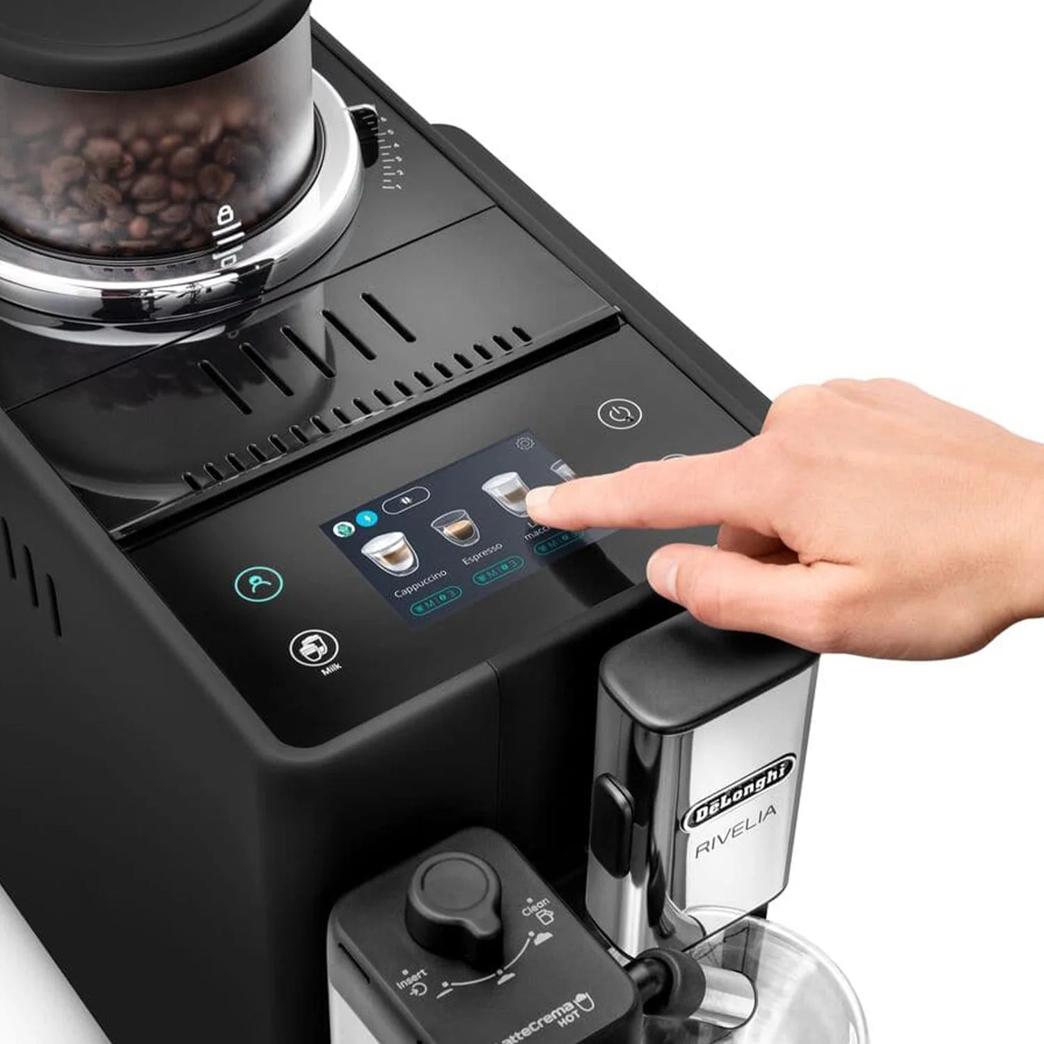 De'Longhi Rivelia Automatic Espresso Machine with LatteCrema System - Onyx Black (Model #EXAM44055B) for Home Barista & Coffee Lovers - Perfect for Espresso, Cappuccino & Latte Making