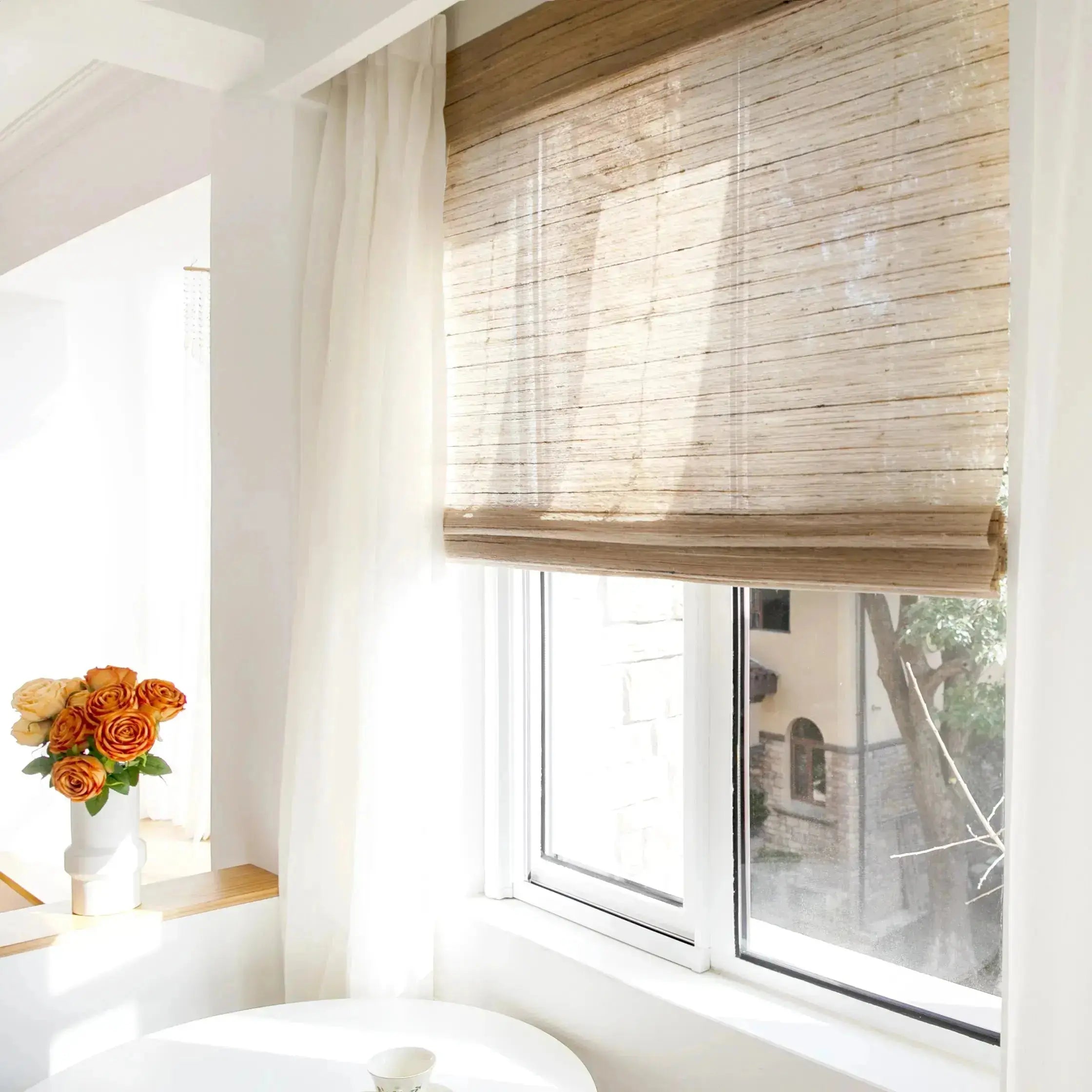 Rae Natural Ramie Jute Woven Wood Window Shades - Series D | Eco-Friendly Bamboo Blinds for Living Room, Bedroom & Office Privacy