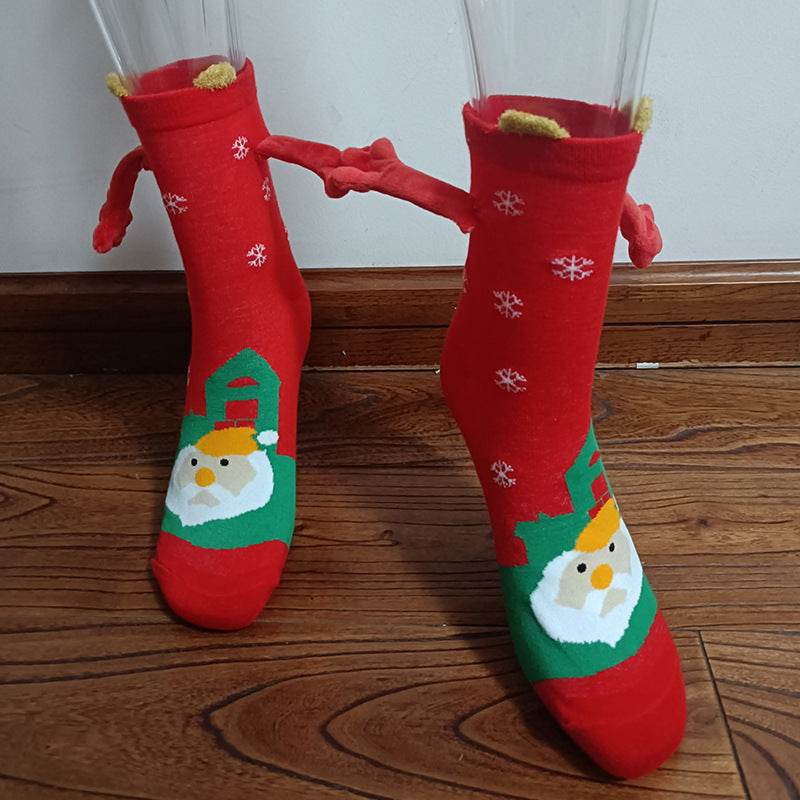 Cozy Christmas Socks for Hand Holding - Warm Holiday Couple Socks for Christmas Gifts, Stocking Stuffers & Romantic Winter Nights