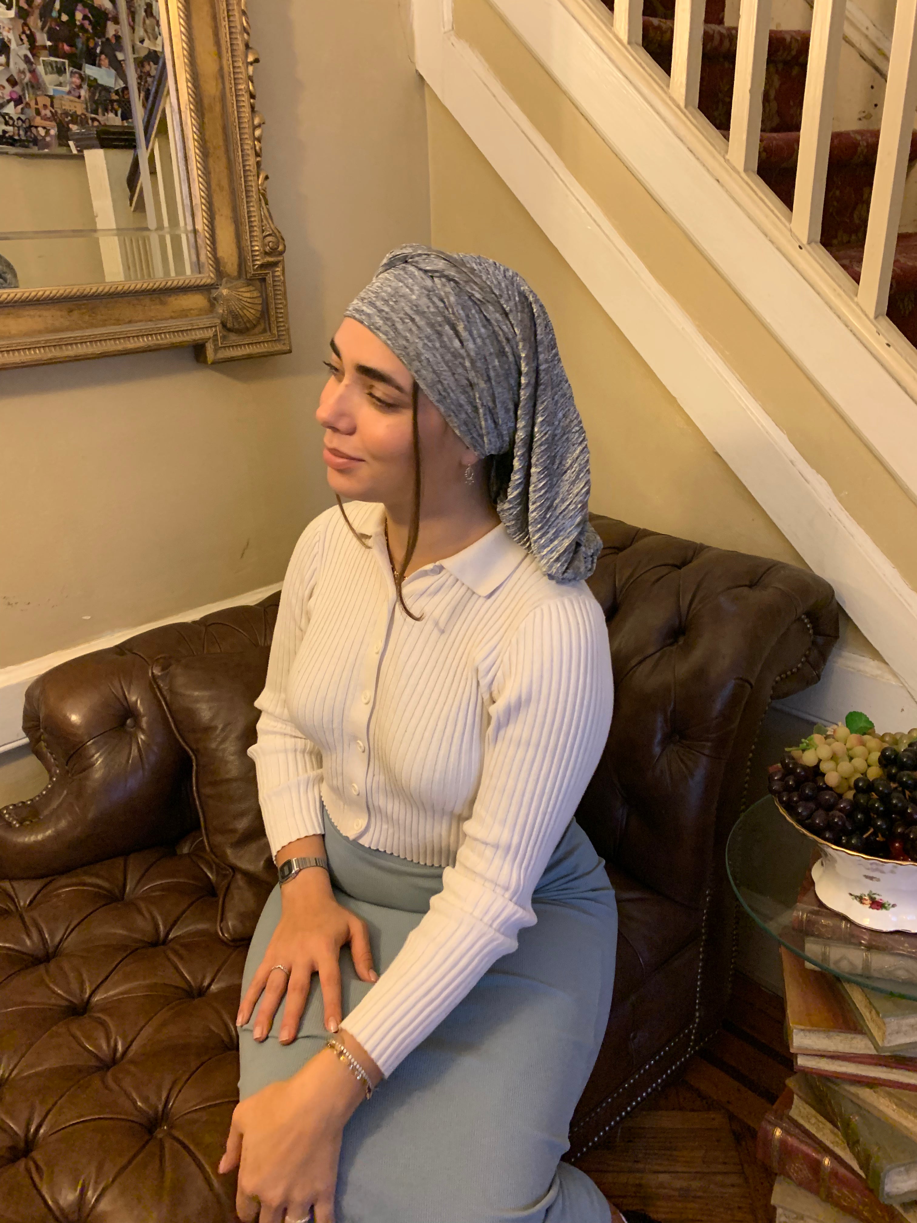 Shades of Grey Headscarf - 10 Way Tie Snood Hijab for Women | Premium Wrap Around Scarf Made in USA | Perfect for Work, Travel & Special Occasions