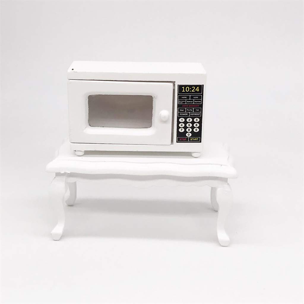 1:12 Scale Dollhouse Miniature Furniture - Wooden Microwave Oven White for Dollhouse Decoration | Perfect for DIY Dollhouse Accessories, Miniature Room Displays & Collectors