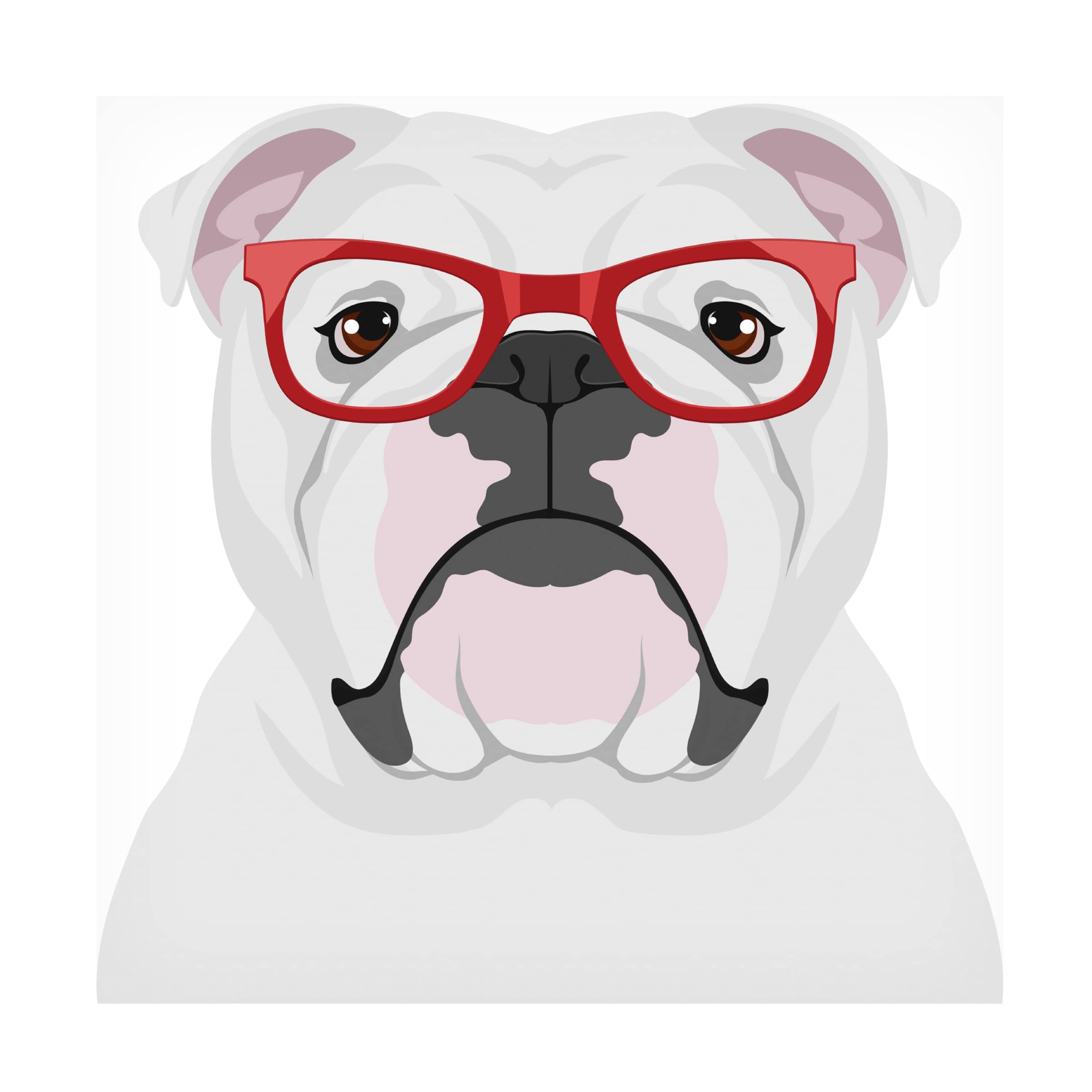 Trademark Fine Art 'English Bulldog Wearing Hipster Glasses' Canvas Wall Art Print - Funny Pet Portrait for Living Room, Office & Home Decor