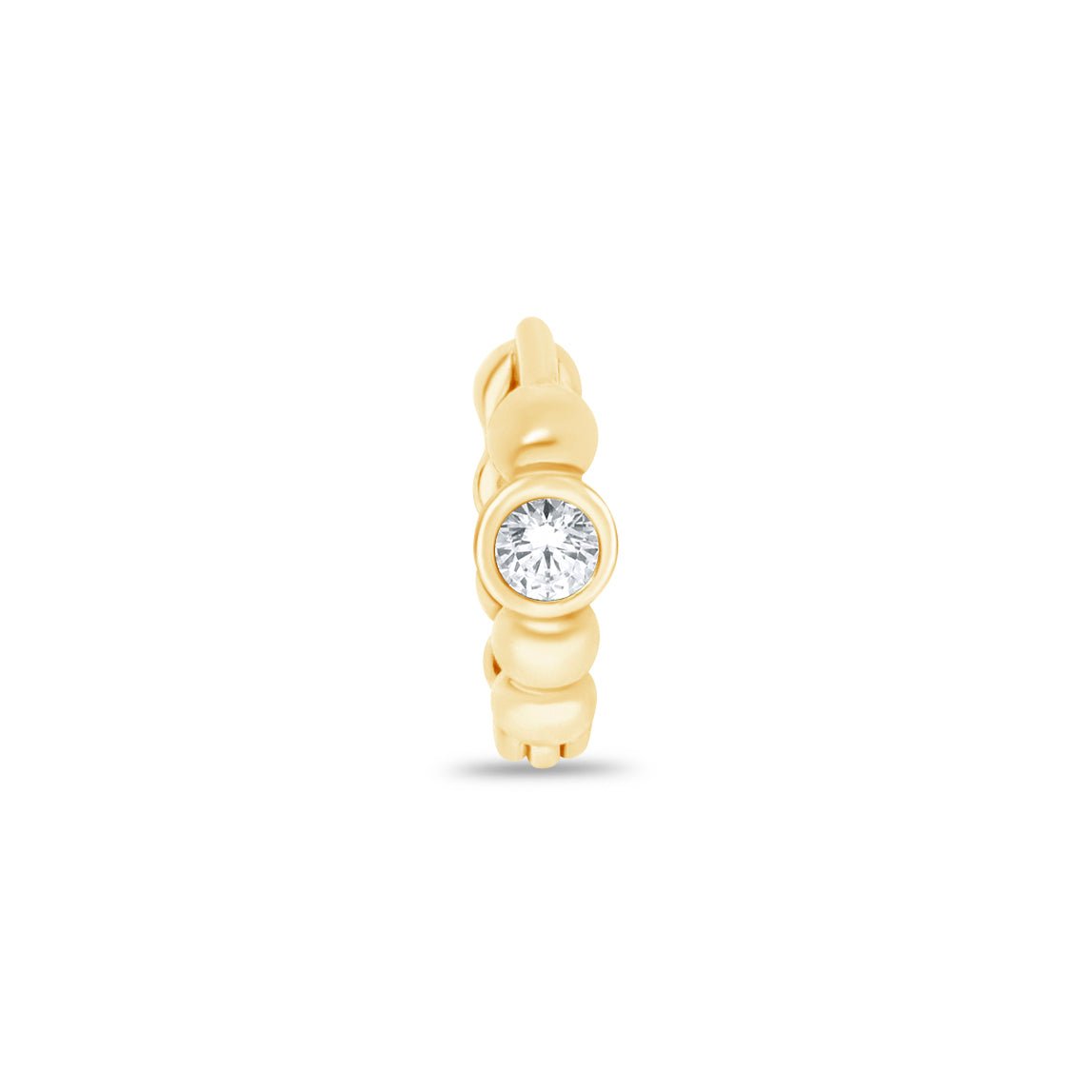 14K Yellow Gold Diamond Beaded Huggie Hoop Earrings for Women - Perfect for Everyday Wear, Parties & Special Occasions