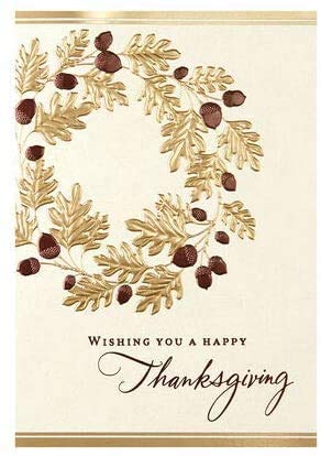 Hallmark Business Thanksgiving Cards for Employees - Oak-Leaf Wreath Design - Pack of 100 Greeting Cards | Corporate Appreciation Gifts | Office Thanksgiving Celebration Supplies