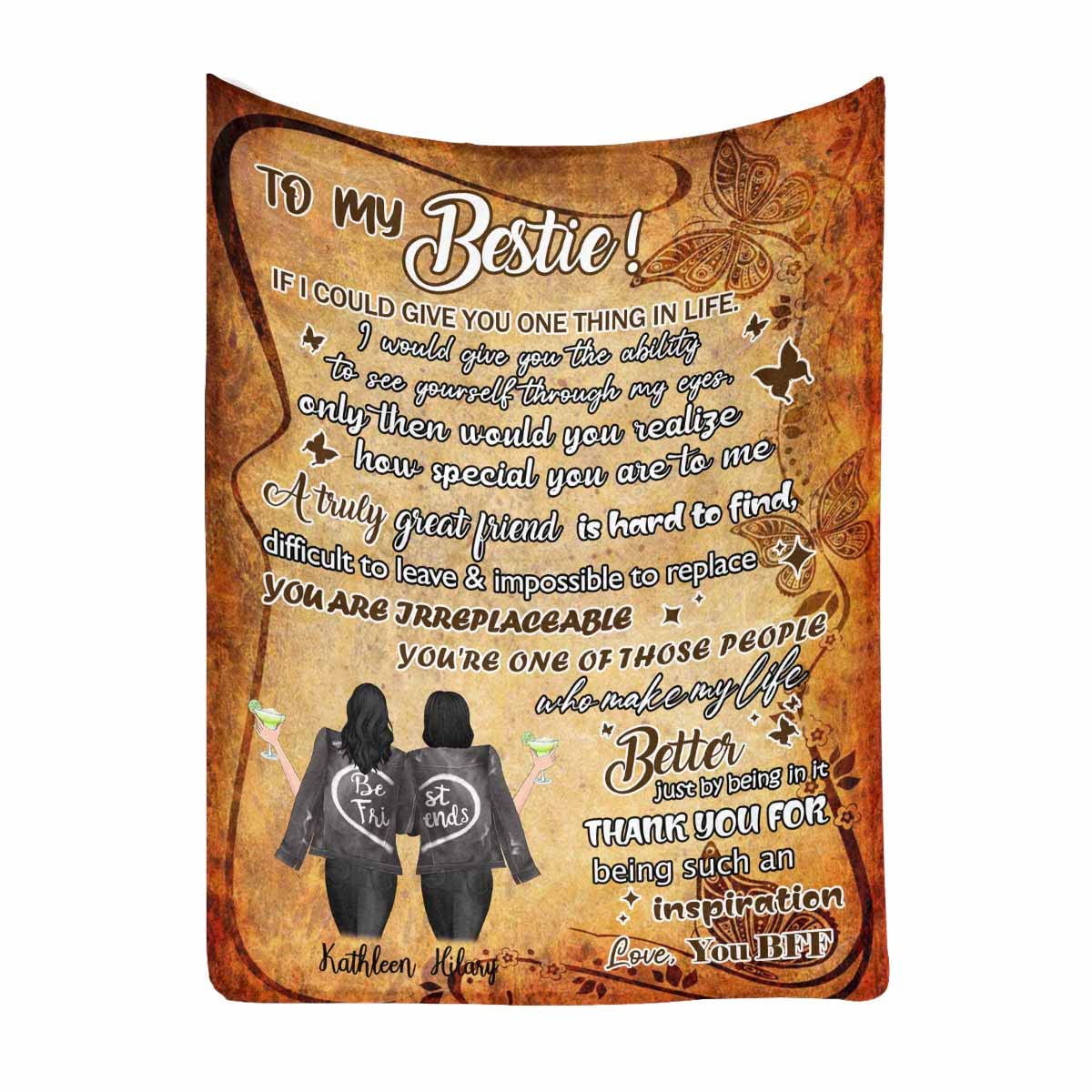 MyPupSocks Personalized Friendship Blanket - Custom Best Friend Gift for Women, BFF Sister - 60x80 Soft Bed, Couch & Sofa Throw for Cozy Nights, Movie Nights, and Relaxation