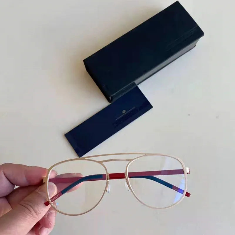 Aimee Unisex Full Rim Oval Double Bridge Titanium Eyeglasses 9617 - Lightweight Durable Frame for Reading, Work & Fashion | Blue Light Blocking Glasses for Computer Use & Daily Wear