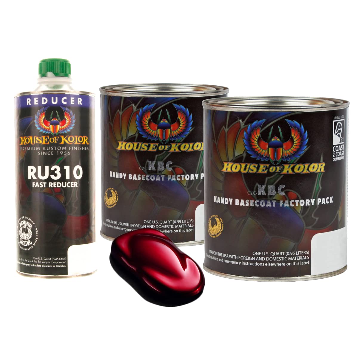 House of Kolor C2C-KBC01 Brandywine Kandy Basecoat 2 Quart Kit with Fast Reducer - Premium Automotive Paint for Custom Cars, Motorcycles & Restoration Projects