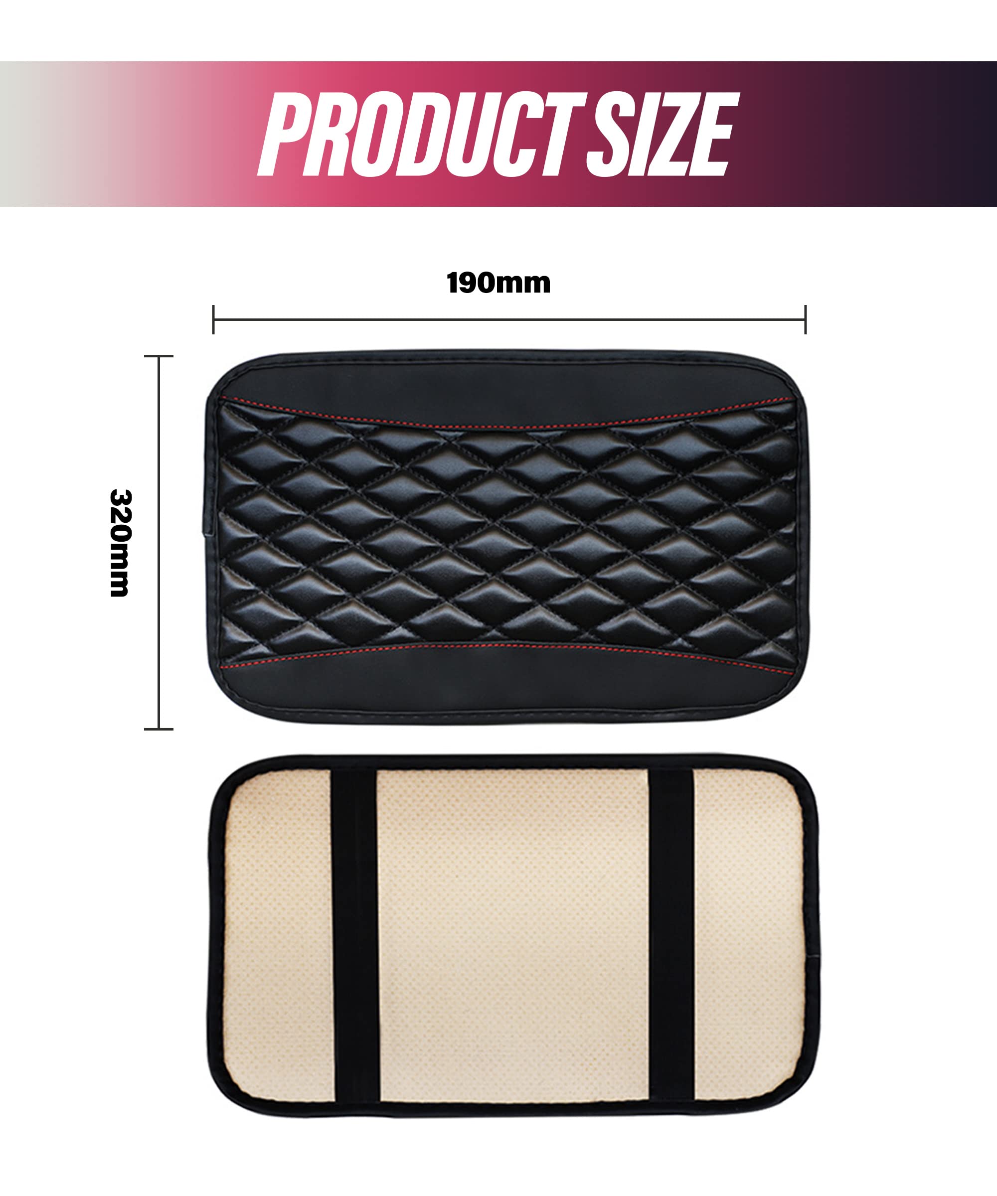 ESEWALAS Premium Leather Auto Center Console Cover - Waterproof Car Armrest Cushion Pad Protector for Comfort & Style (Black) | Perfect for Long Drives & Vehicle Interior Protection