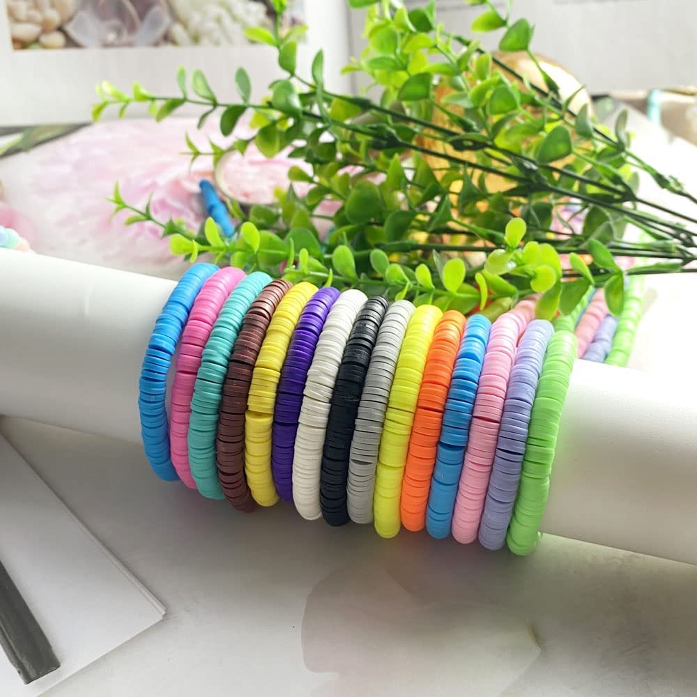 3000pcs 6mm Beige Heishi Beads - Polymer Clay Spacer Beads for Jewelry Making, DIY Bracelets, Necklaces & Earrings - Flat Round Craft Beads for Handmade Accessories (Perfect for Boho, Macrame & Beading Projects)