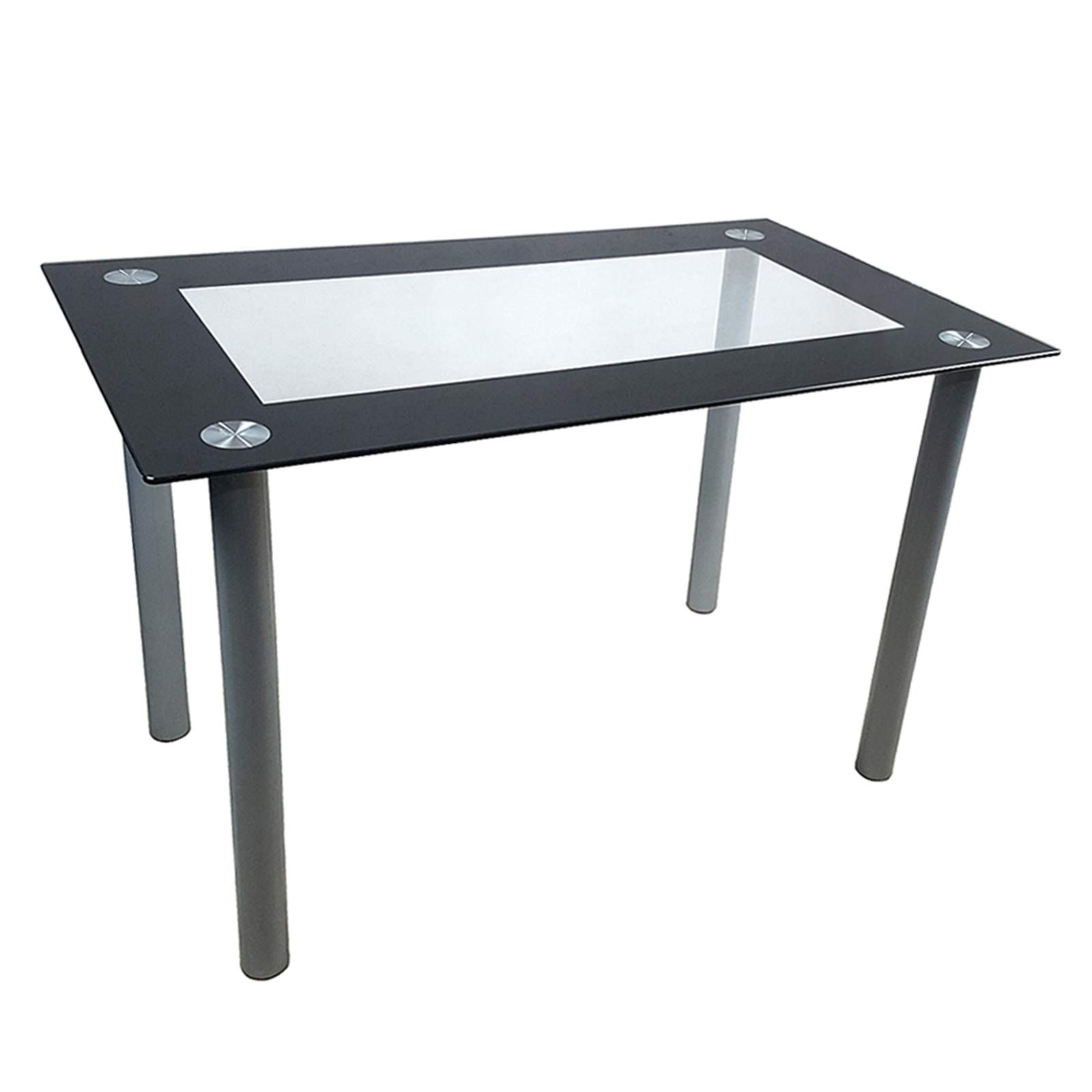 PovKeever 110cm Tempered Glass Dining Table - Modern Round Kitchen Table for Small Spaces, Perfect for Apartments, Breakfast Nooks & Cozy Dining Areas