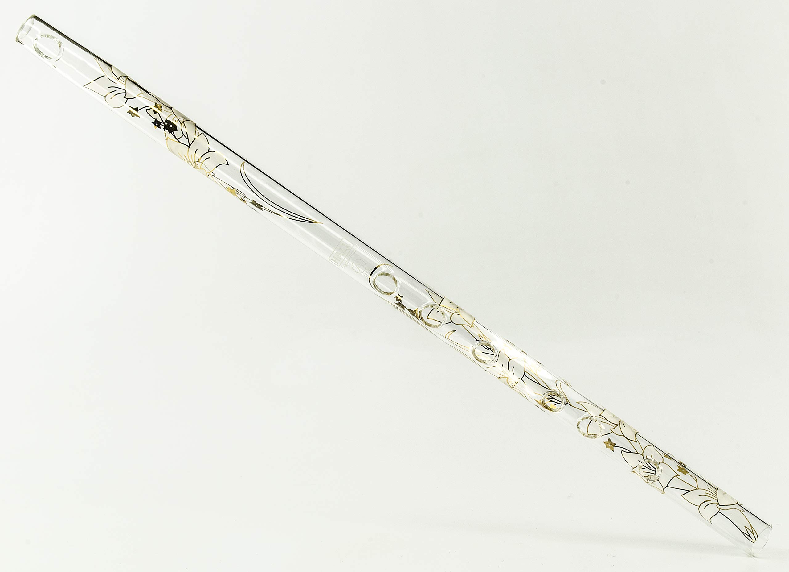 Hall Crystal Flute 11501 - Premium Inline Glass Flute in A Key (White Lily Design) - Perfect for Professional Performances, Studio Recordings & Wedding Ceremonies