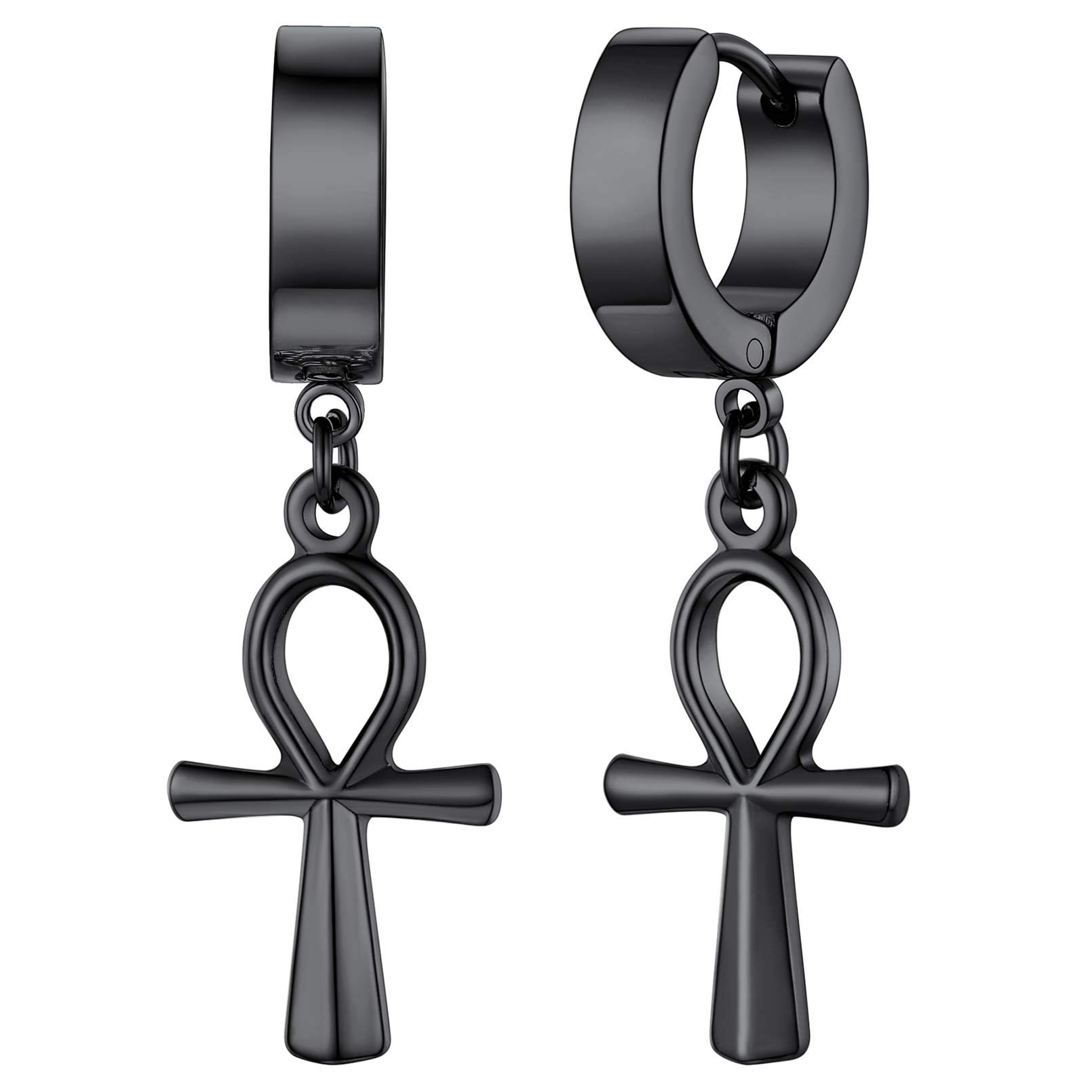FaithHeart Women's Black Hoop Earrings - Stainless Steel Huggie Hoop Earrings for Women, Lightweight Drop Dangle Earrings with Gift Box - Perfect for Everyday Wear, Parties & Gifts