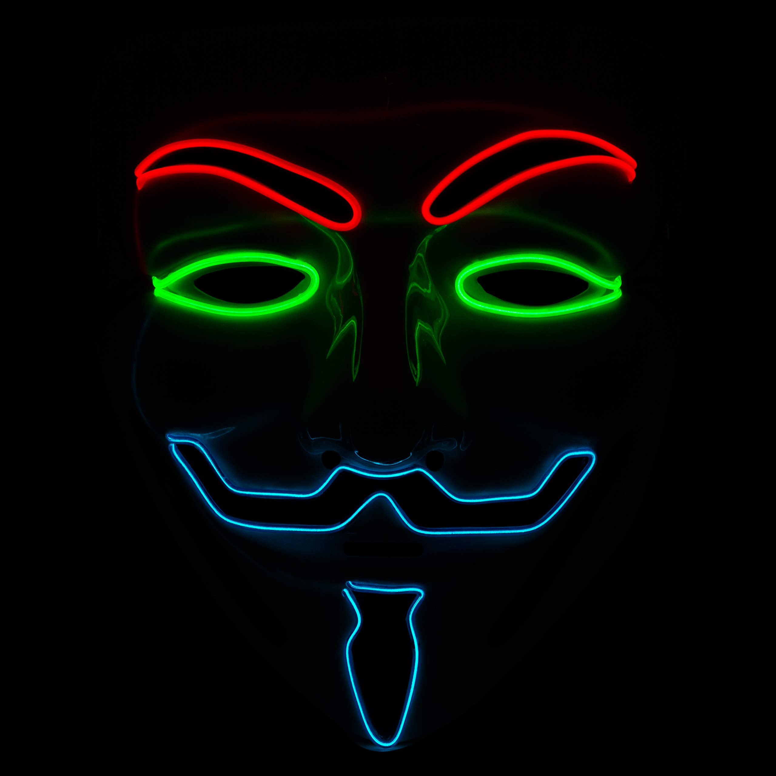 V for Vendetta Mask - Anonymous Guy Fawkes Halloween Costume Mask for Cosplay, Protests & Hacker Themed Parties - Black Latex Full Face Cover