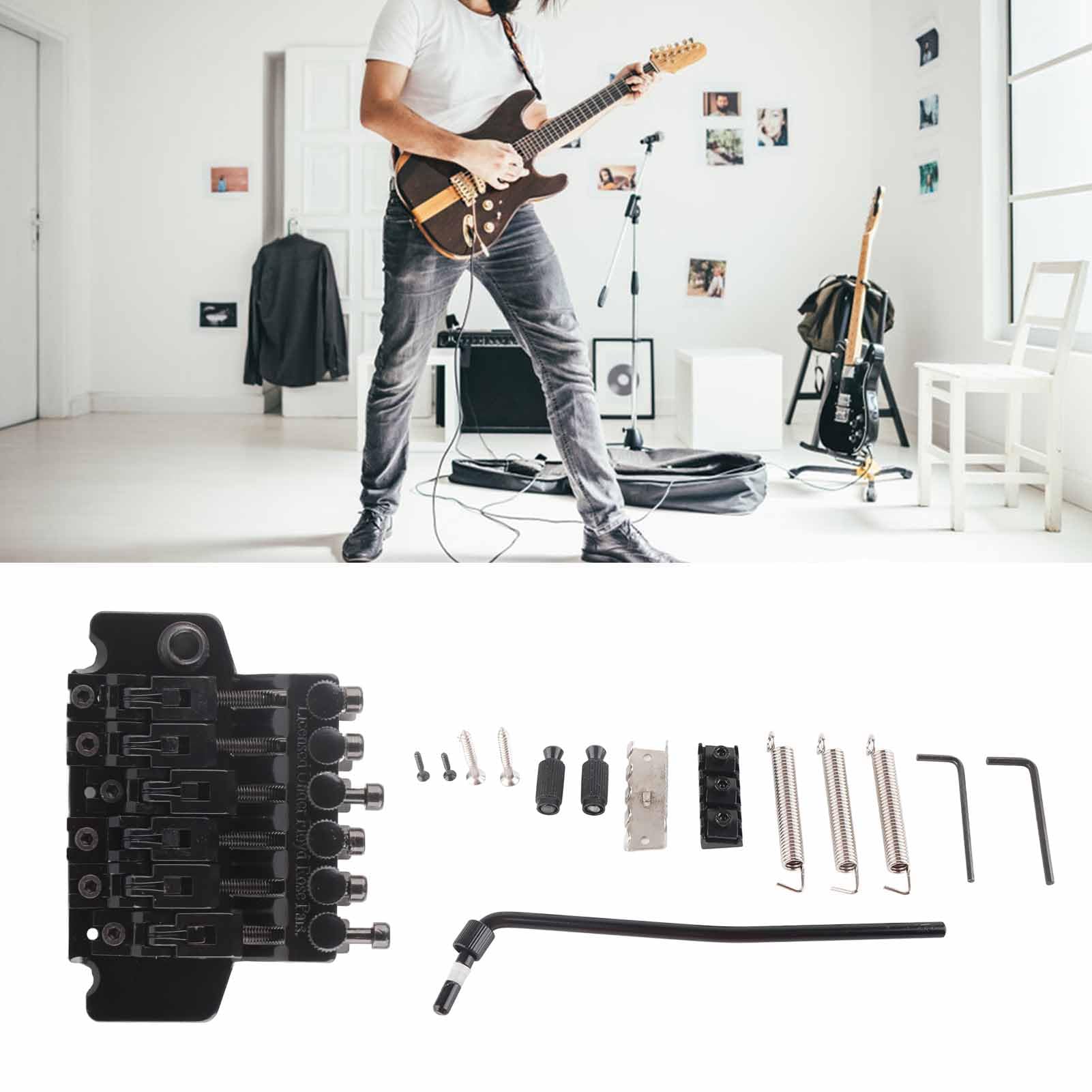 Premium Double Locking Tremolo Bridge System for ST Style Electric Guitars - Black | Enhanced Stability & Tuning Precision for Rock & Metal Performances