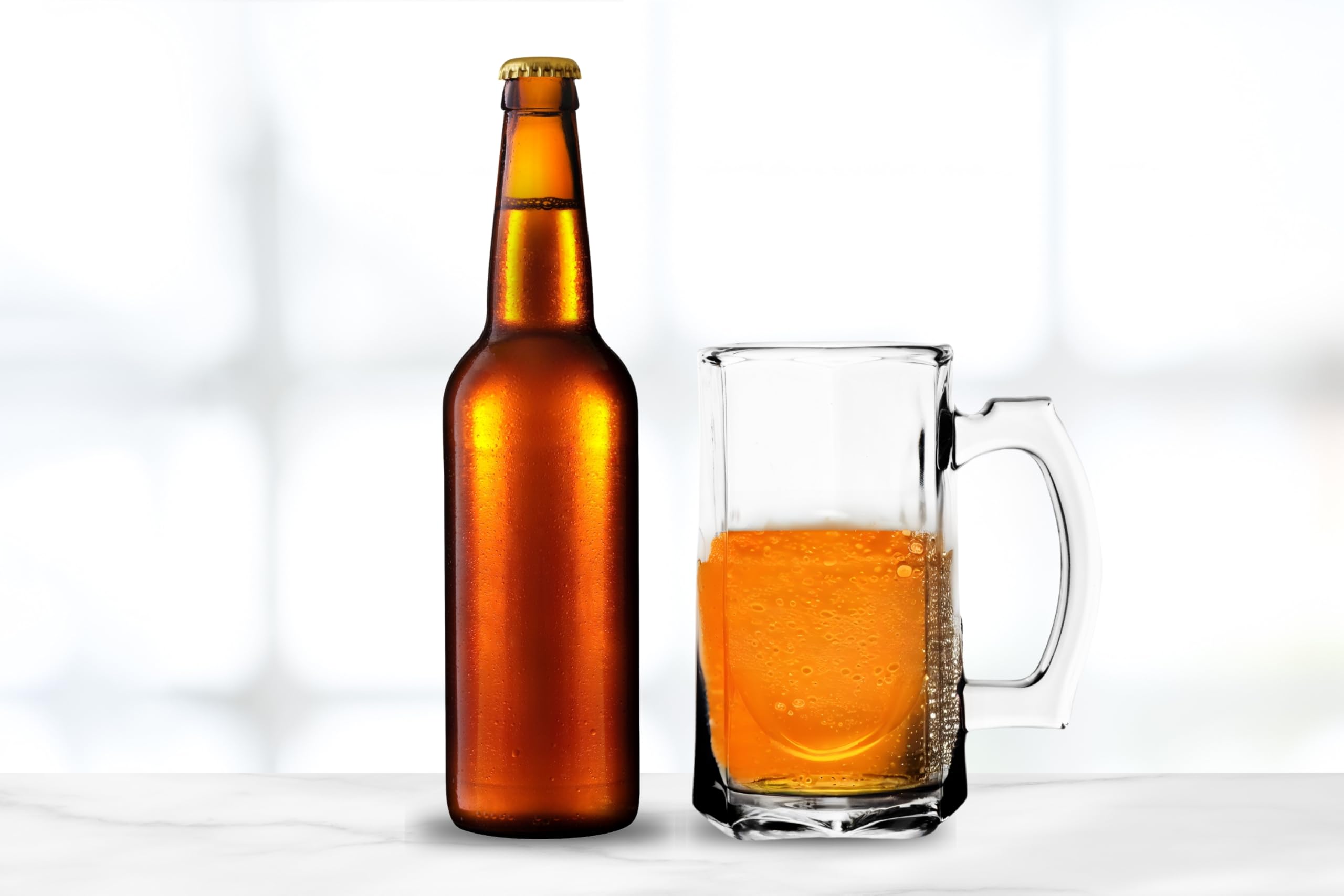 Premium 14oz Beer Glasses Set of 4 - Clear Glass Mugs with Handles for American Ales, Scottish Ales & Root Beer - Durable Barware for Home Bars, Pubs & Beer Tasting Parties