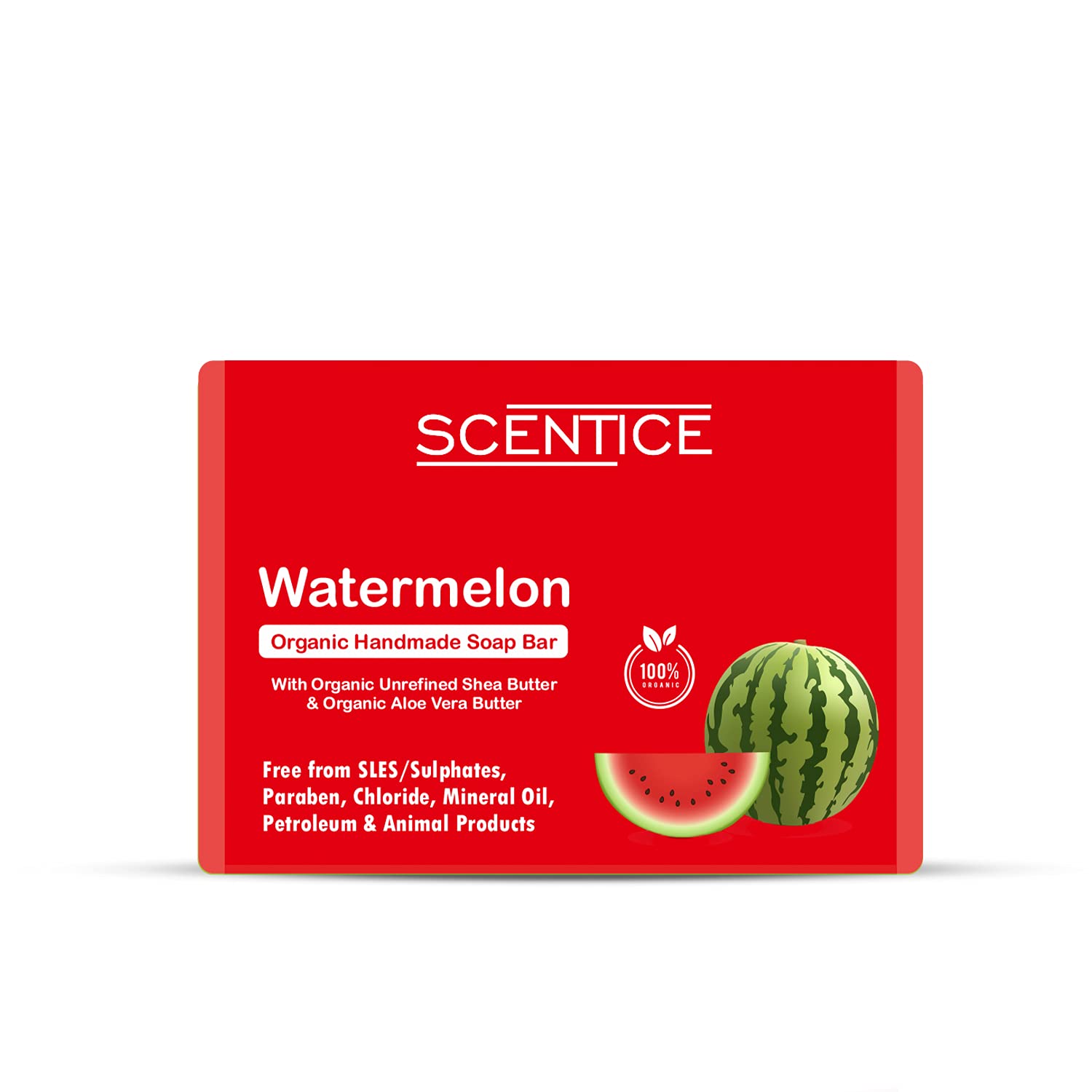 Scentice Watermelon Organic Handmade Soap | Moisturizing & Hydrating Bath Bar | 100g | Perfect for Dry Skin Care & Relaxing Bath Time