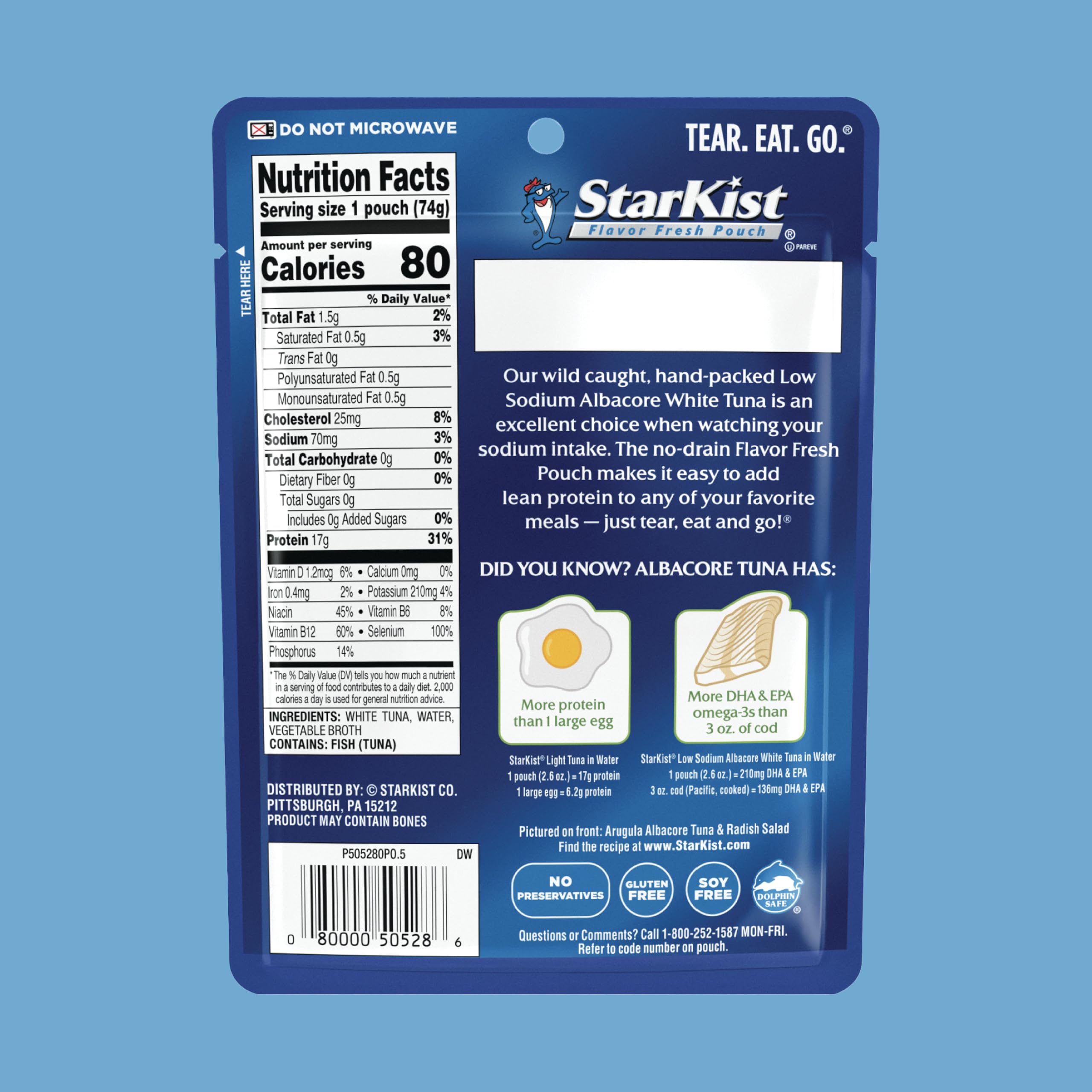 StarKist Low Sodium Albacore Tuna in Water - 2.6 Oz Cans, Pack of 24 | Healthy Protein for Salads, Sandwiches & Meal Prep | BPA-Free, Gluten-Free & Keto-Friendly