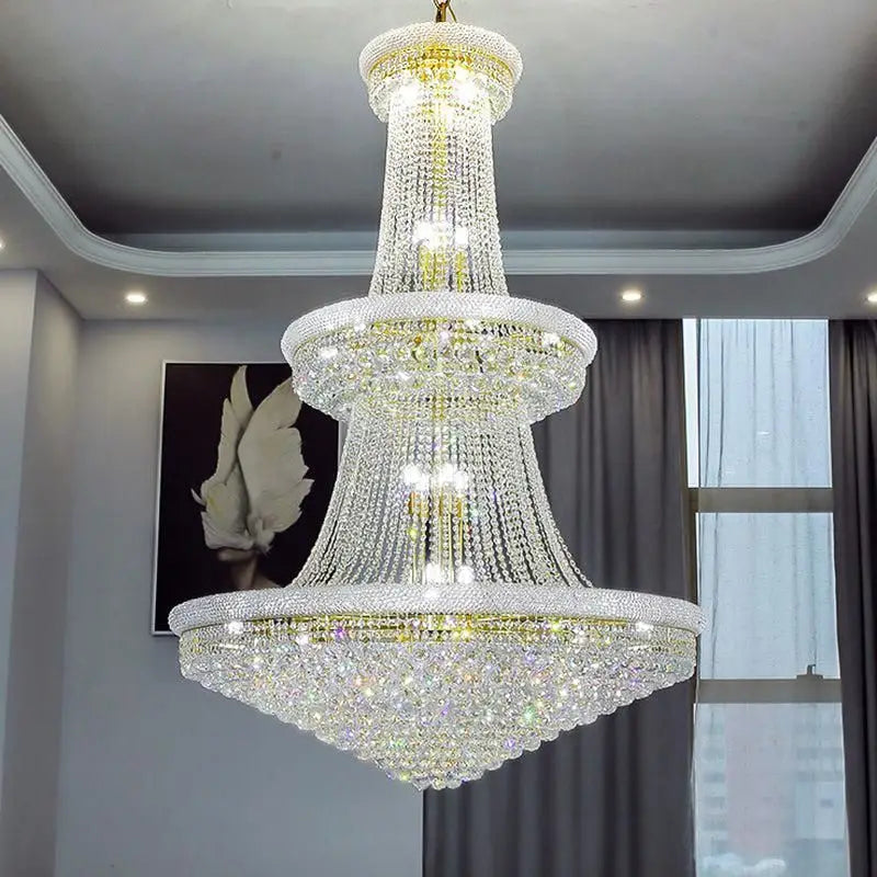 Kaler Elegant Luxury Living Room Three-Tier Crystal Chandelier - 30 Inch Modern Ceiling Light Fixture for Dining Room, Bedroom & Foyer Decor