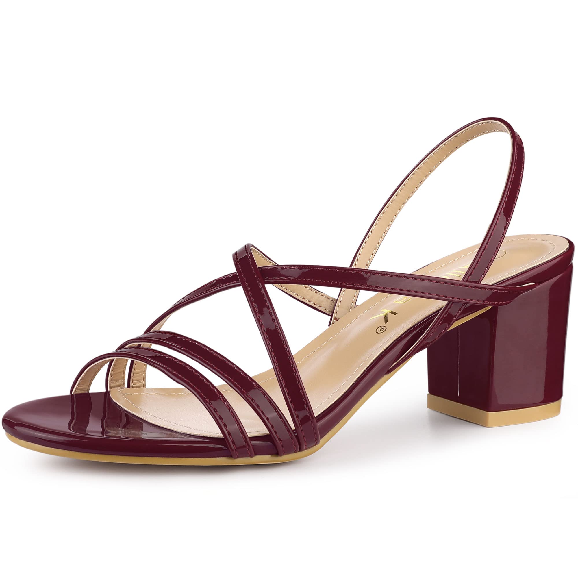 Allegra K Women's Strappy Slingback Chunky Heel Slide Sandals - Comfortable Summer Dress Shoes for Weddings, Parties & Beach Vacations