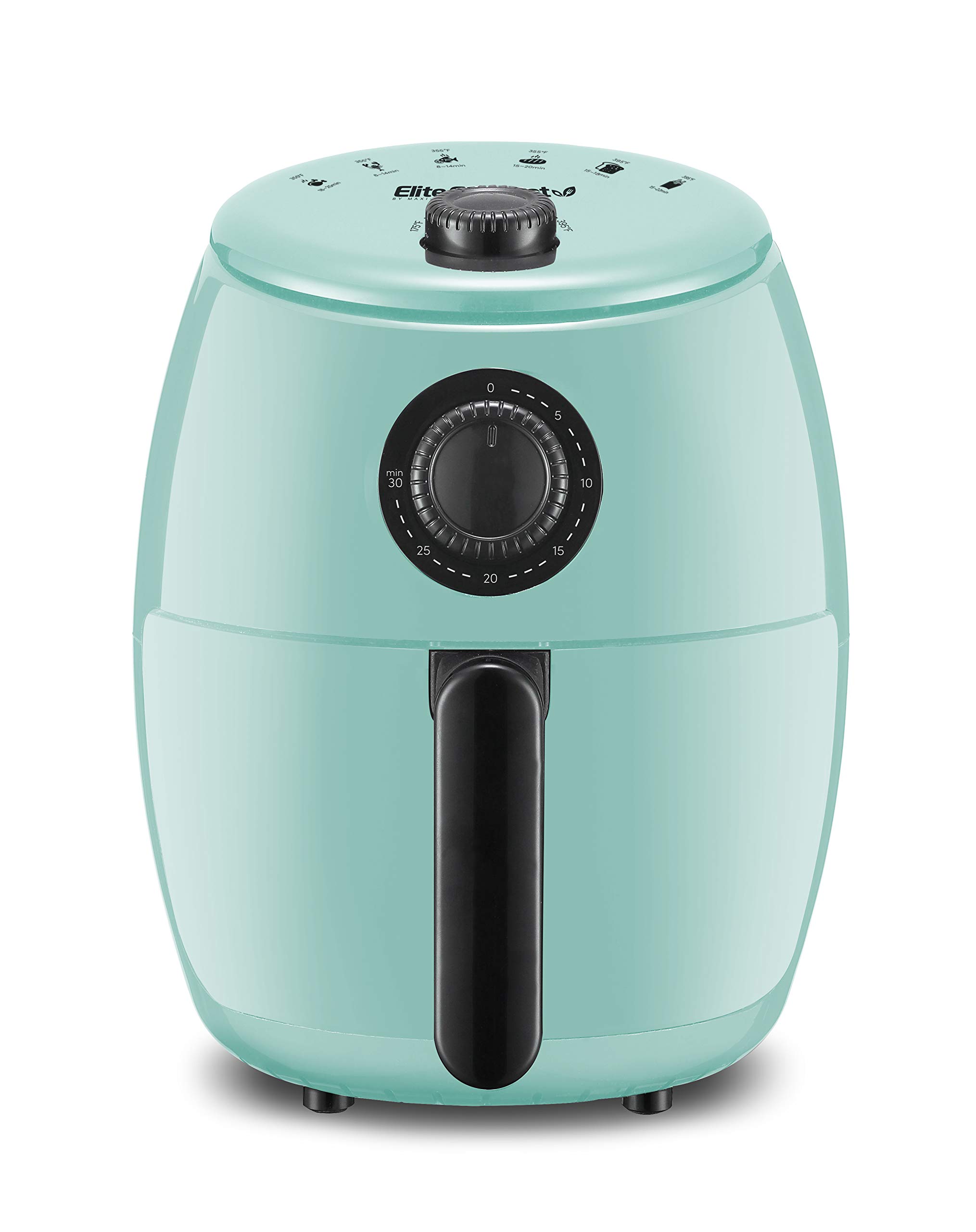 Elite Gourmet EAF-0201BL 2.1 Quart Electric Air Fryer - Oil-Free Healthy Cooking, 1000W, Compact Space Saving Design, Adjustable Timer & Temperature Control, Mint Green - Perfect for Small Kitchens, Dorms & Healthy Meal Prep
