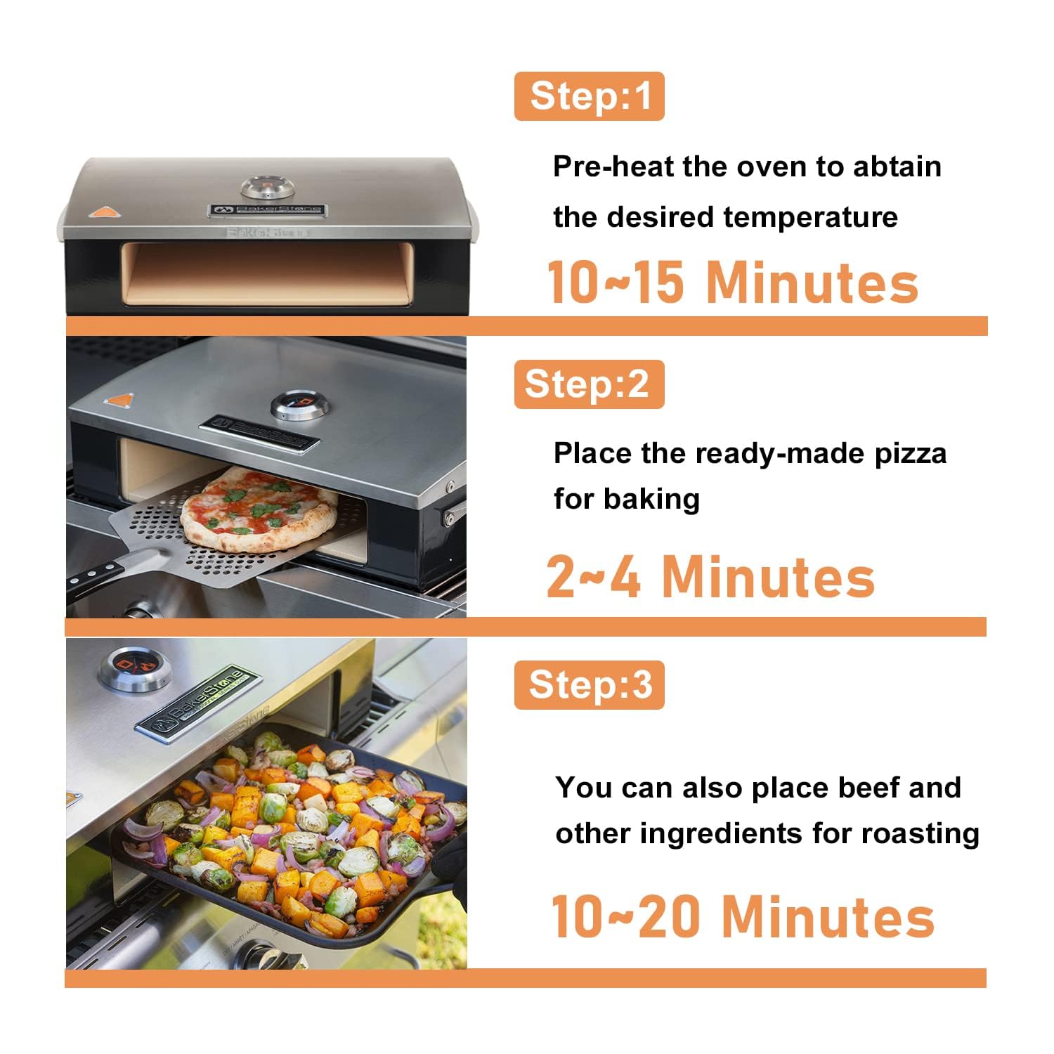 BakerStone Professional Series 5-Sided Pizza Oven for Grill Top - Stainless Steel Outdoor Pizza Box Oven with Enamel Finish - Perfect for Backyard, Garden & Outdoor Cooking - Ideal for Wood-Fired Pizza, Grilling & Entertaining