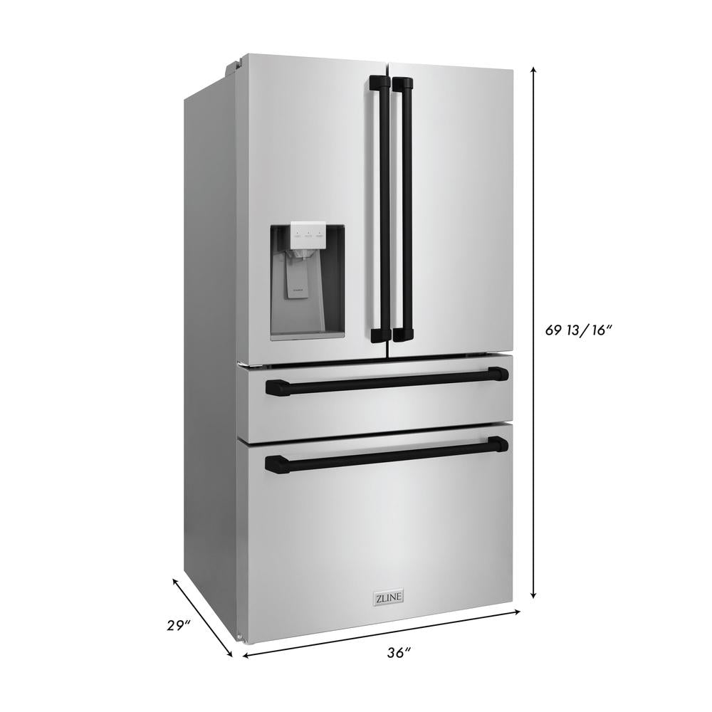 ZLINE Autograph Edition 48-inch Stainless Steel Kitchen Package - Dual Fuel Range, Range Hood, Dishwasher & Refrigerator with Matte Black Accents (4KAPR RARHDWM48 MB) | Premium Appliance Bundle for Modern Kitchens & Luxury Home Renovations