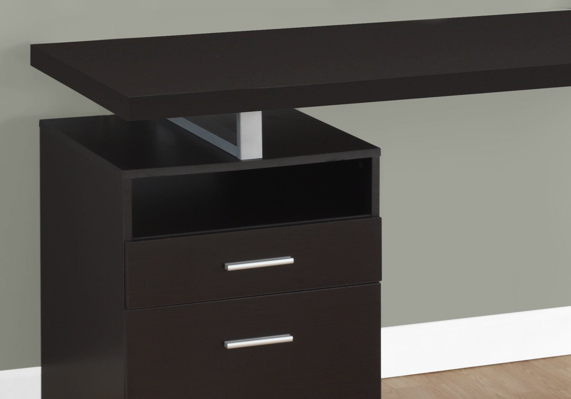 60L Office Series Espresso Silver Metal Storage Cabinet - Perfect for Home, Office & Workspace Organization