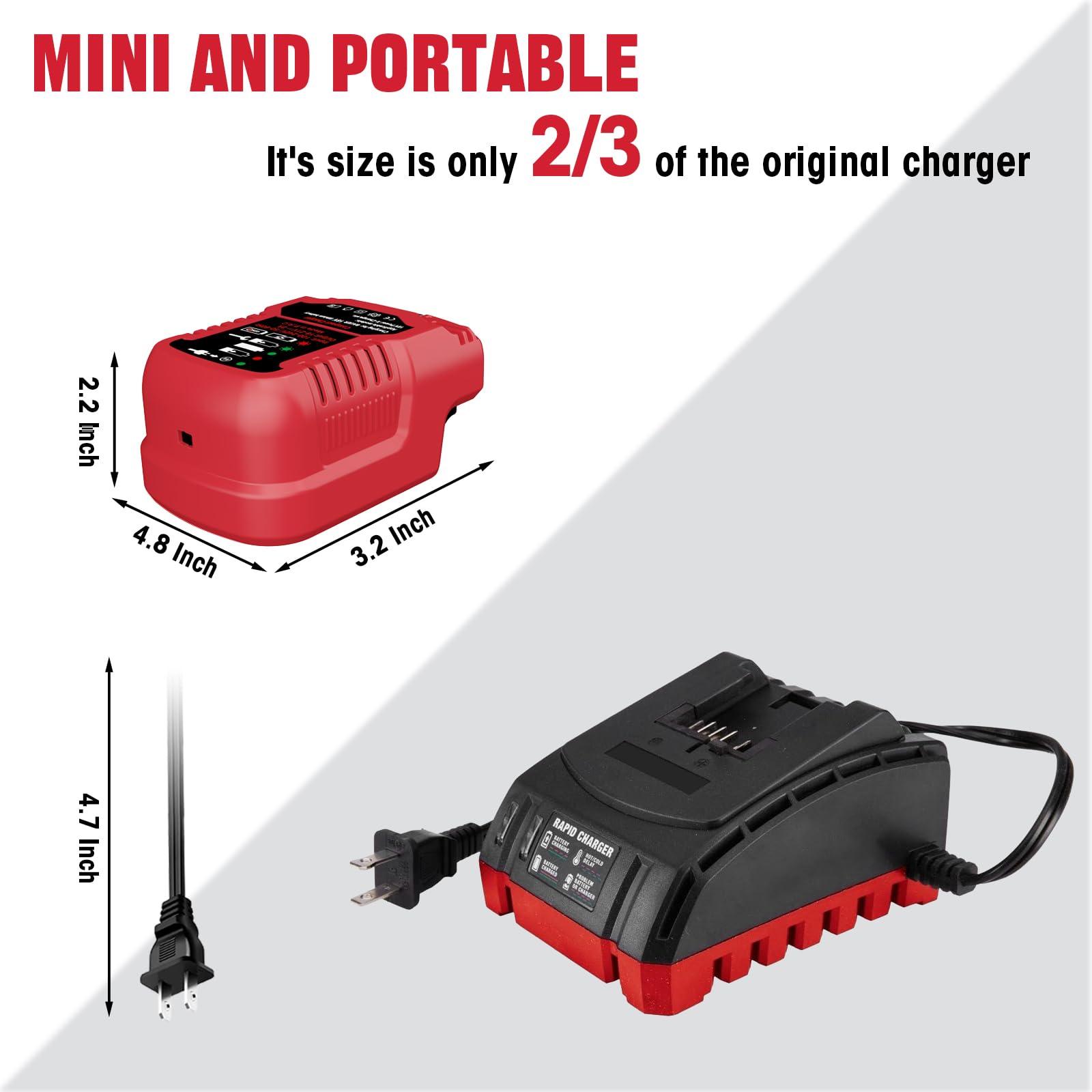 Bauer 20V Hyper.max Lithium Ion Battery Charger Replacement - 1701C-B 20V Compact Mini Charger (Battery Not Included) - Perfect for Cordless Power Tools, DIY Projects & Home Improvement