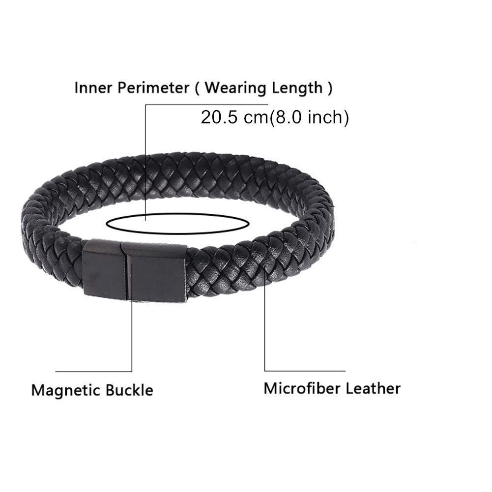 Custom Medical Alert Bracelet for Men & Women - Personalized Leather Lymphedema ID Wristband with Emergency Info - Black (Ideal for Travel, Outdoor Activities & Health Safety)