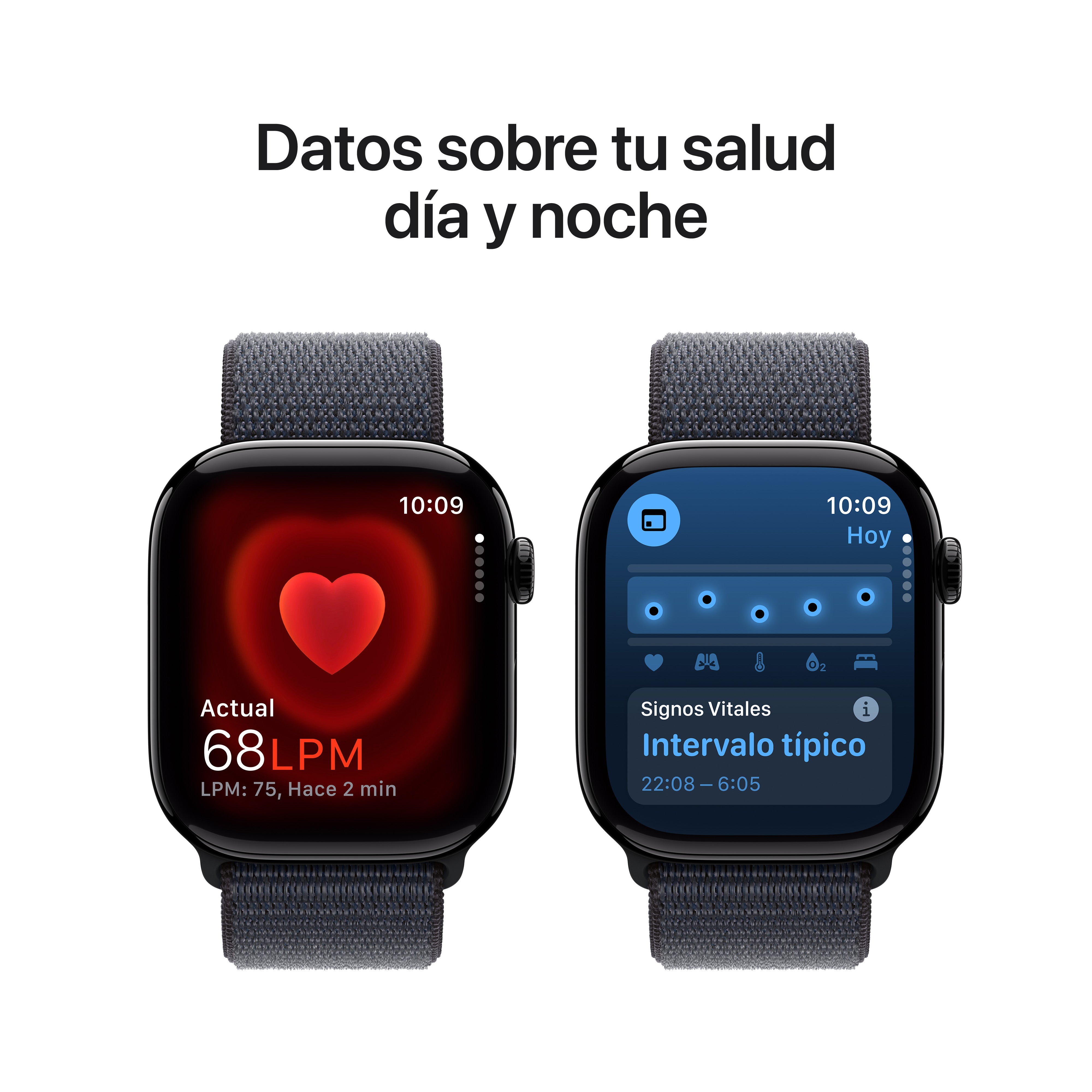 Apple Watch Series 10 GPS - 46mm Midnight Aluminum Case with Sport Loop Band - Perfect for Fitness Tracking & Everyday Wear