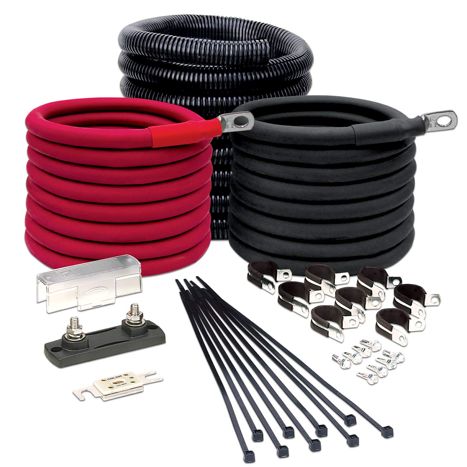 Tundra Heavy Duty Truck Power Inverter Installation Kit for M1000/S600 & Battery Charger IBC80/IBC4024 (24V) | High-Safety Cables with Short-Circuit & Overload Protection (8ft) - Perfect for Off-Road Adventures & Emergency Power Backup (CM1008)