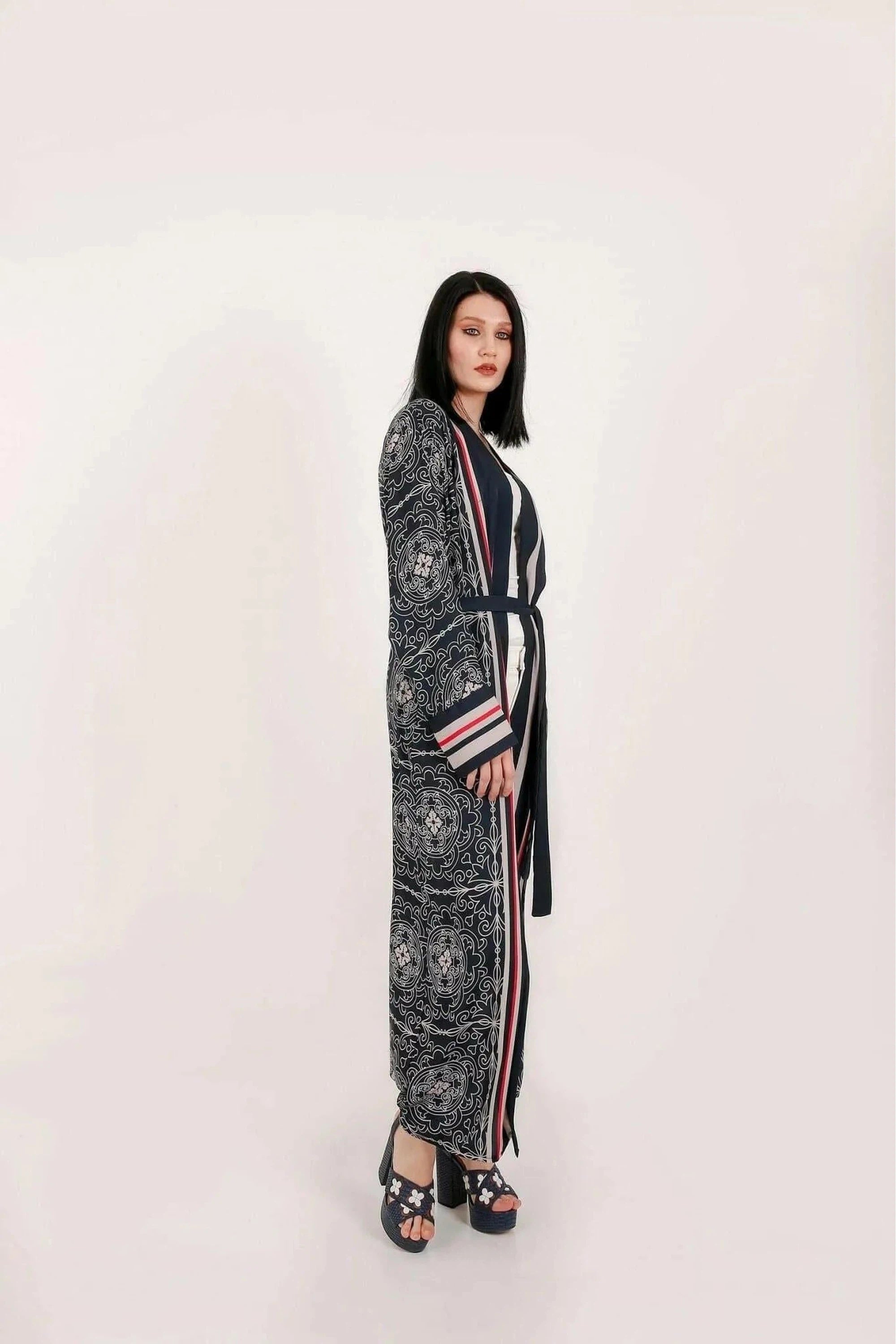 Jolie Japanese Style Open Front Kimono Robe - Lightweight Floral Print Cover Up for Women - Perfect for Loungewear, Beach Cover-Up, and Yoga Outfits