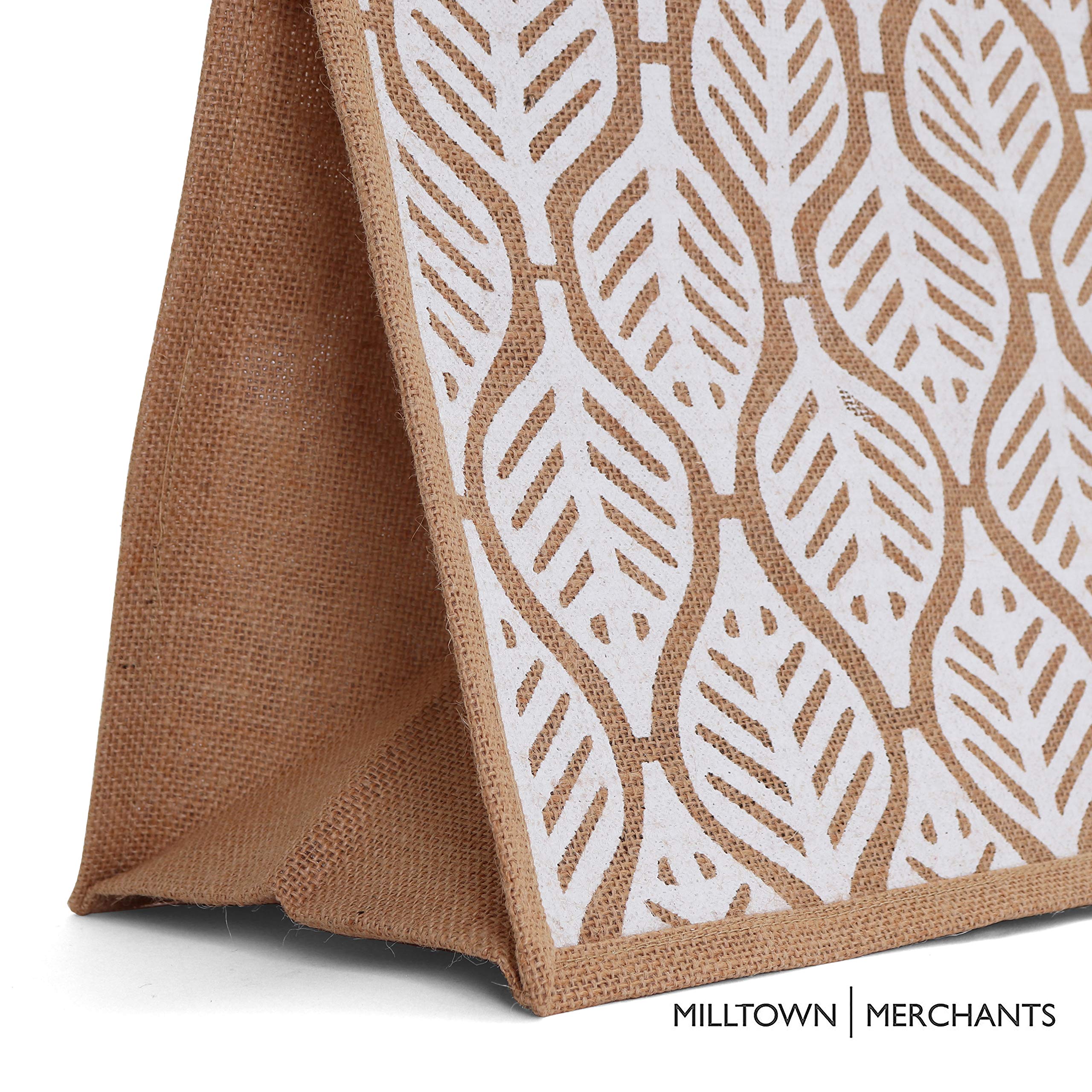 12 Pack Natural Jute Burlap Tote Bags with Cotton Handles - Eco-Friendly Reusable Shopping Bags for Groceries, Beach & Farmers Market