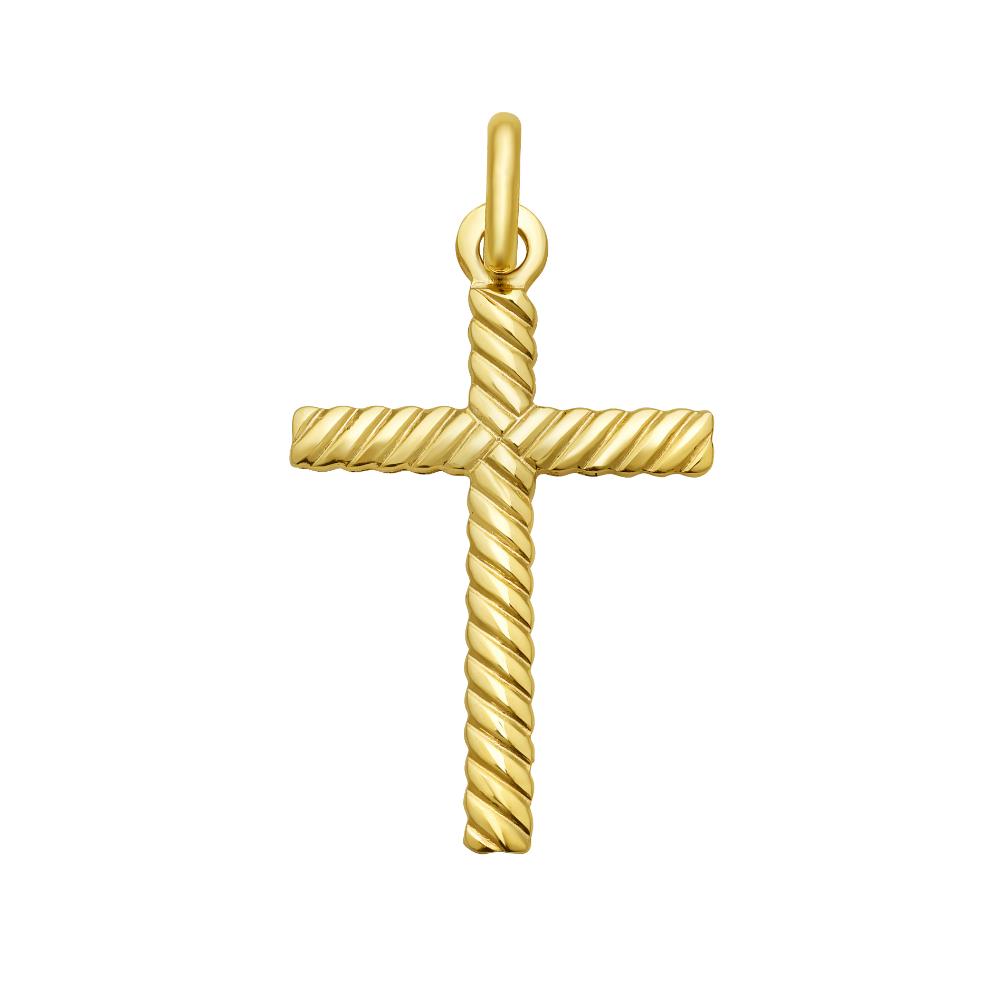 14K Gold Cable Cross Pendant Necklace for Women - Religious Jewelry Gift for Baptism, First Communion & Confirmation - Elegant Christian Cross Pendant for Everyday Wear