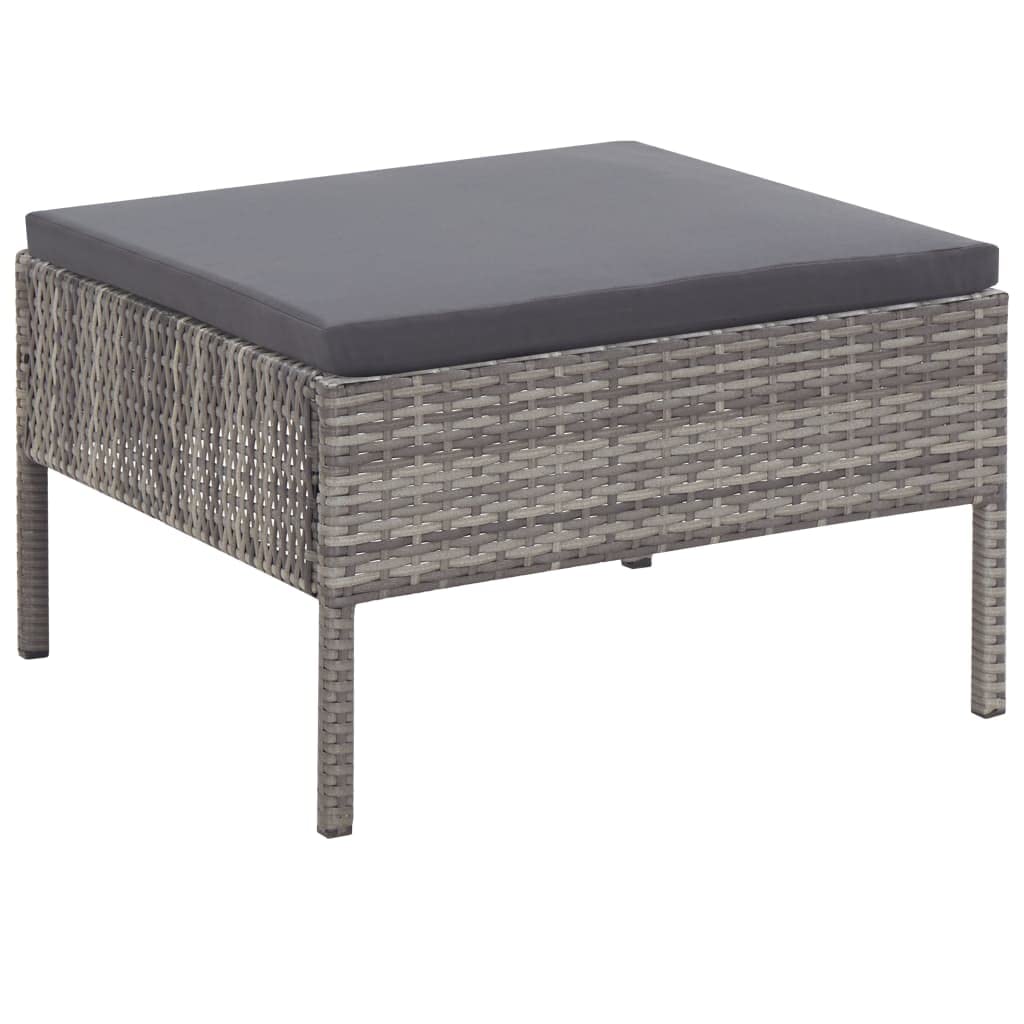 3-Piece Gray Poly Rattan Patio Lounge Set with Cushions - Outdoor Garden Furniture for Backyard, Poolside & Balcony Relaxation