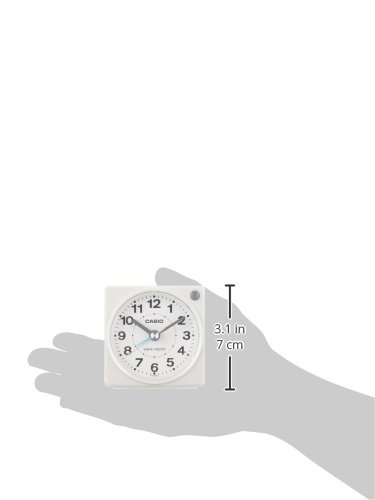 CASIO TQ-750J-7JF Digital Alarm Clock with Radio, Analog Display, Square White Table Clock - Perfect for Bedroom, Office & Travel Use