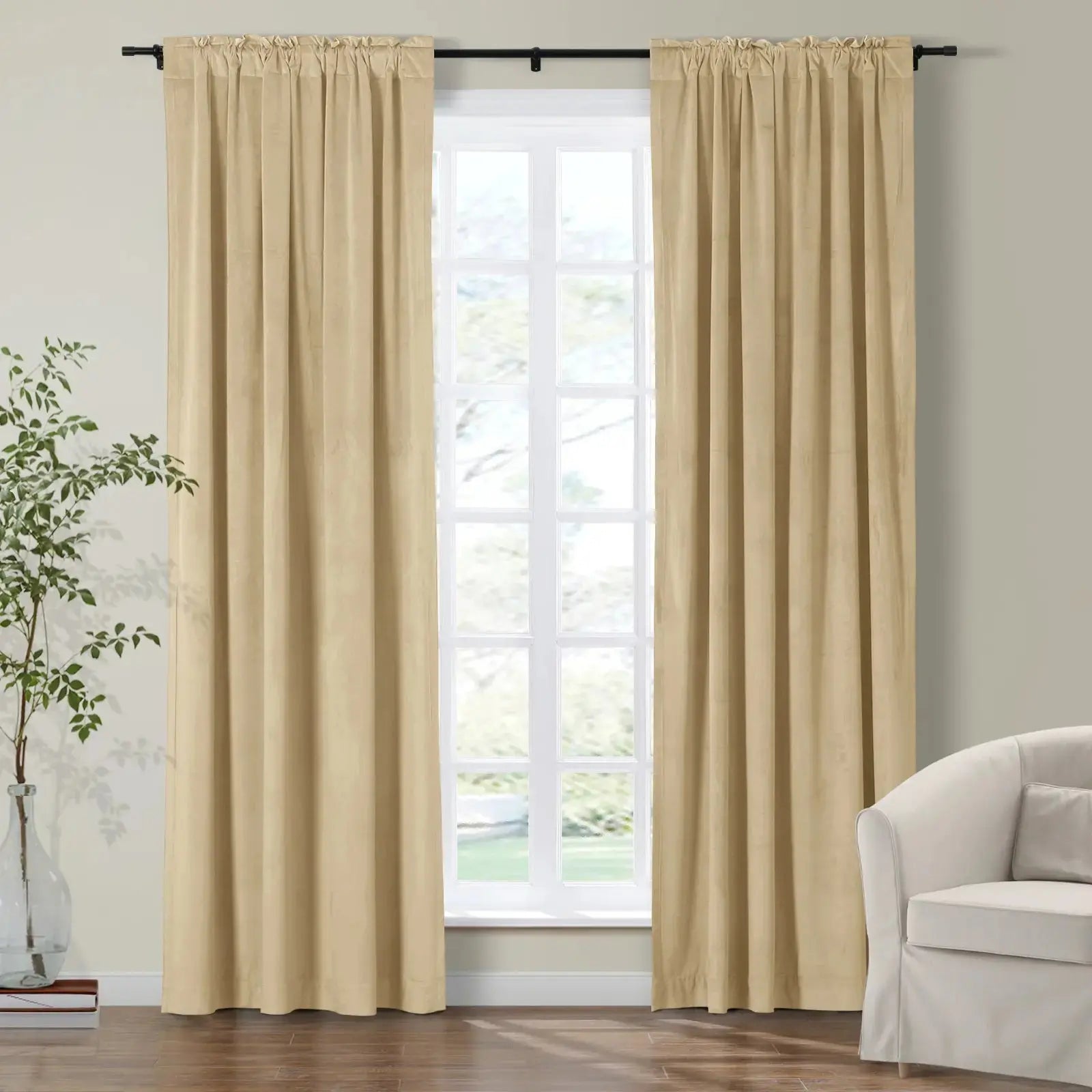Luxury Birkin Velvet Curtains - Soft Blackout Drapes for Living Room & Bedroom - Premium Soundproof Thermal Insulated Window Treatments for Home Decor