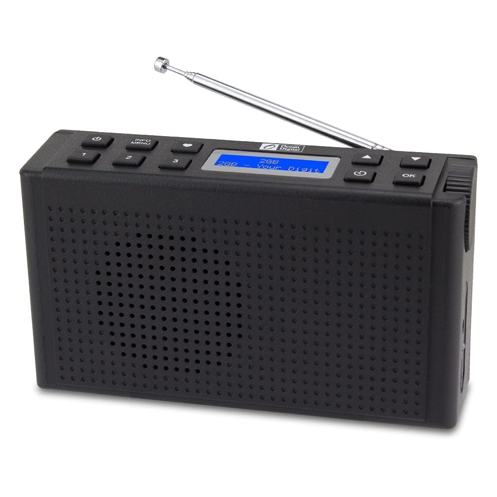 Portable DAB/DAB+ & FM Digital Radio with 3.5mm Headphone Jack - Rechargeable Battery Powered with USB Charging (Black) - Perfect for Home, Office, Travel & Outdoor Adventures