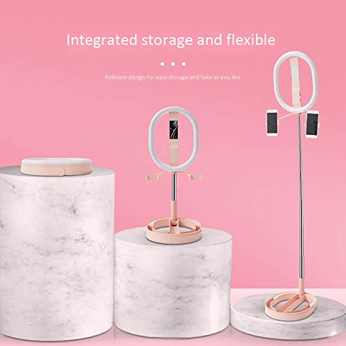 Nicfaky Adjustable Phone Stand with Selfie Ring Light - Telescopic Folding Tripod & 2 Phone Clips for Video Calls, Live Streaming & Content Creation