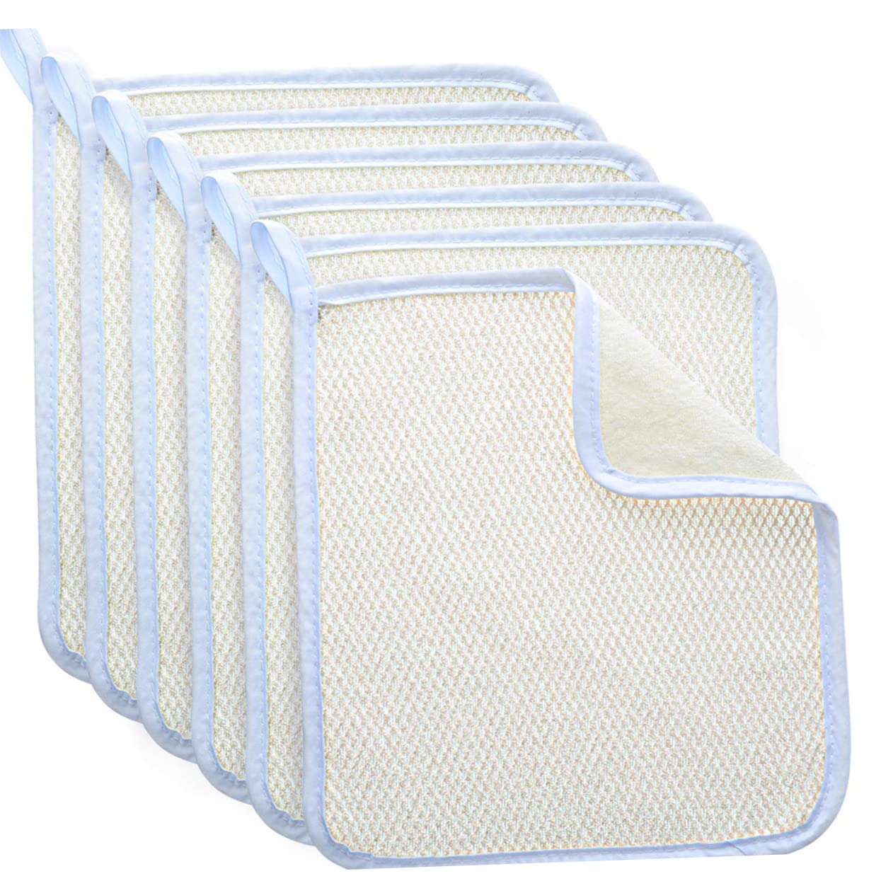 2 Pack Exfoliating Facial Washcloths - Quick Dry Nylon Bath Towels with Short Loop for Smooth Skin - Perfect for Spa, Travel & Daily Skincare Routine