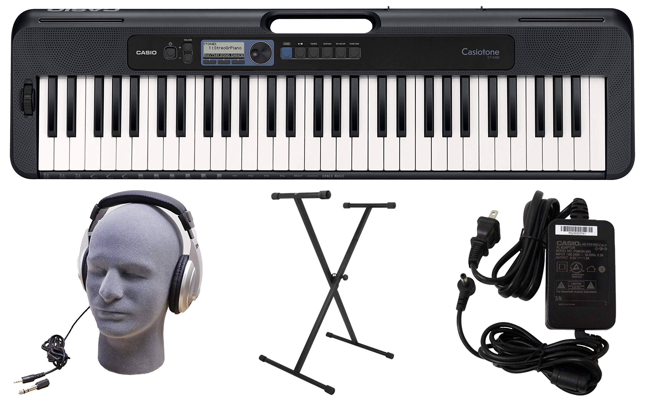 Casio CT-S300 61-Key Premium Portable Keyboard with Stand, Headphones & Power Adapter - Ideal for Beginners, Home Practice & Live Performances (CAS CTS300 PPK)