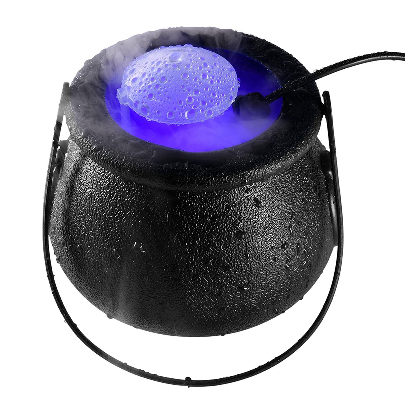 Halloween Witch Cauldron with LED Color Changing Fogger - 12 Light Modes Mist Maker for Spooky Decor (Black Alloy, US Plug) | Perfect for Party Decorations, Haunted Houses & Trick-or-Treat Displays
