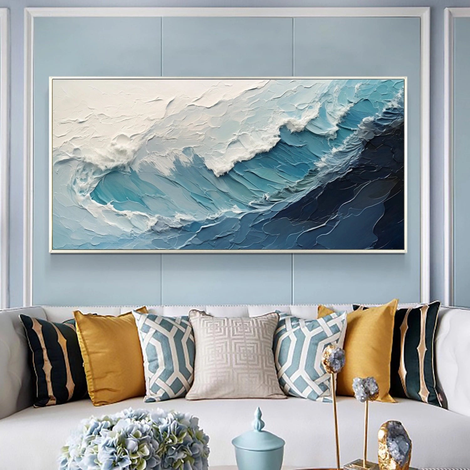 Ocean and Sky Painting #OS 241 - Handmade Canvas Wall Art for Home Decor, Office & Living Room - Coastal Landscape Artwork for Beach House & Modern Interior Design