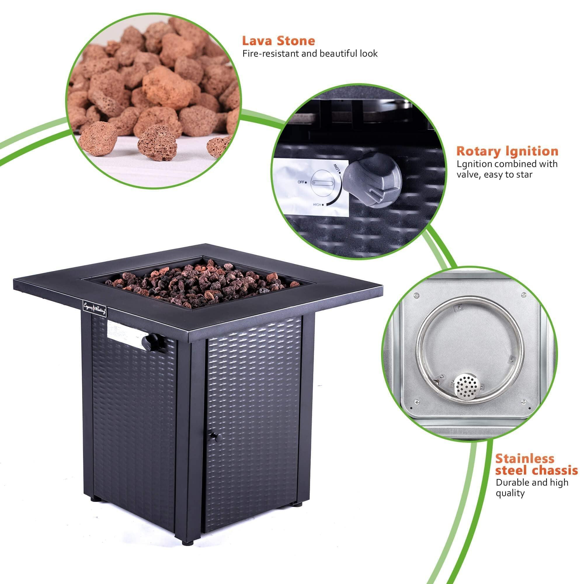 28in Outdoor Propane Fire Pit Table - 50,000 BTU Gas Fire Pit with Lid & ETL Certified - Perfect for Garden, Patio, Backyard & Poolside Gatherings
