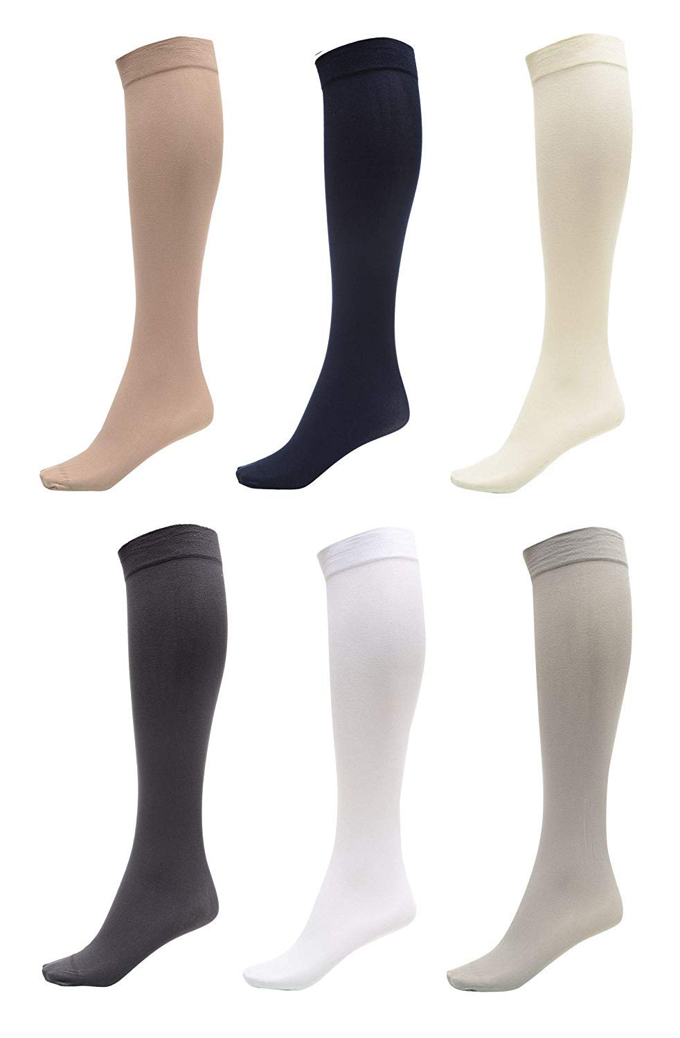 Women's Thigh High Socks (6 Pack) - Silky Nylon Trouser Socks Size 9-11 - Soft & Comfortable Stockings for Everyday Wear - Perfect for Office, Dressy Outfits and Special Occasions